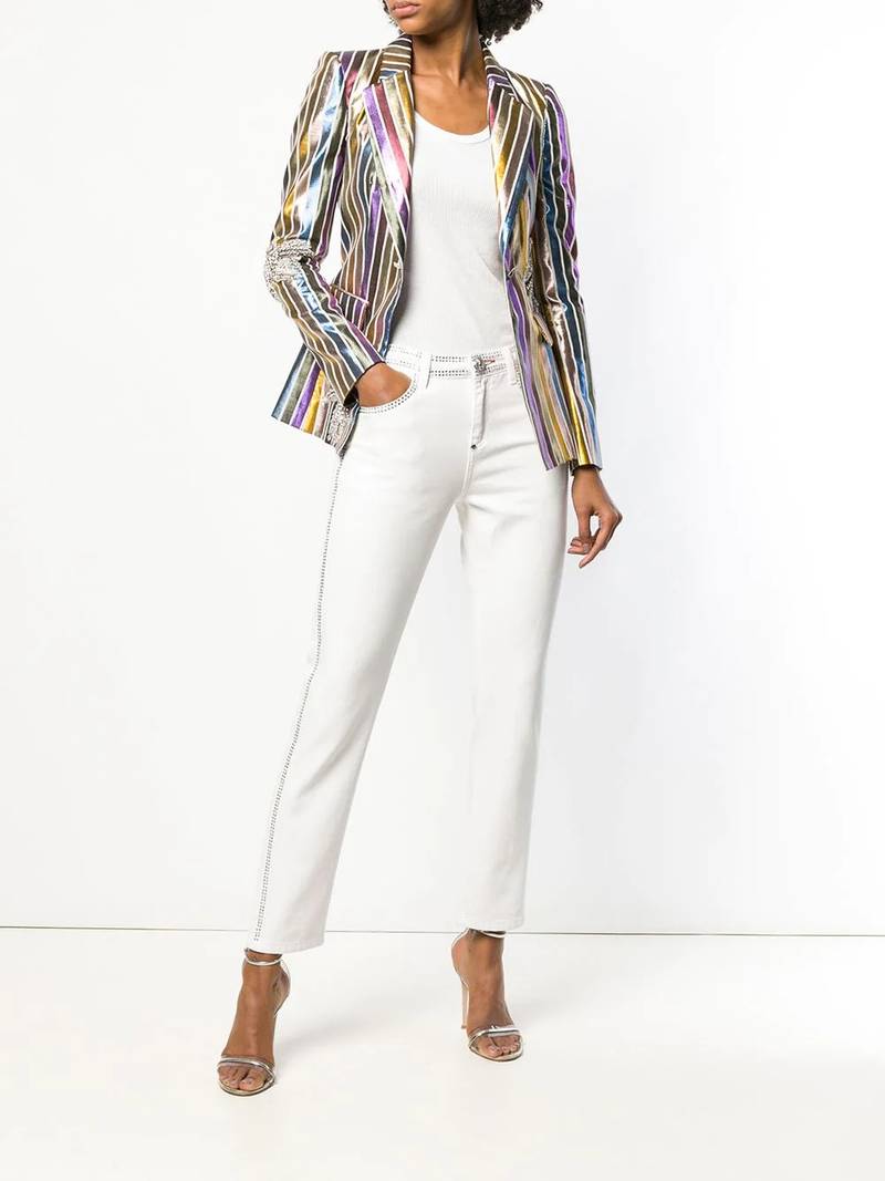 PHILIPP PLEIN crystal embellished slim-fit jeans outlook