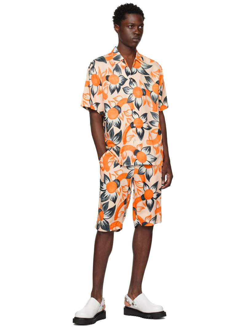 ENDLESS JOY Orange Wildflower Pale Shorts outlook