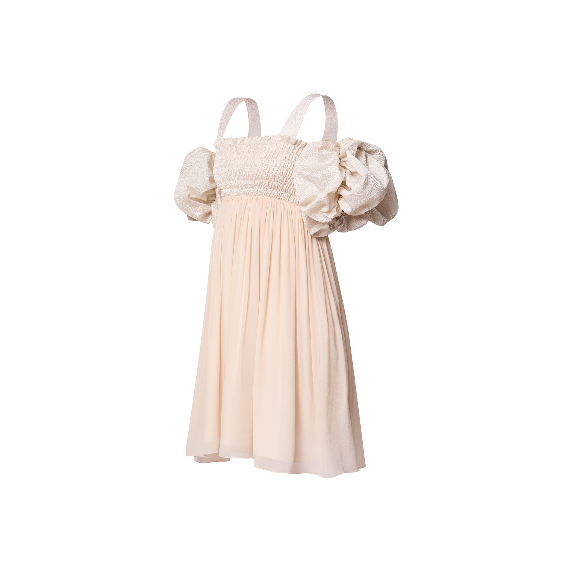 Puff Sleeve Smocked Bodice Dress - 2