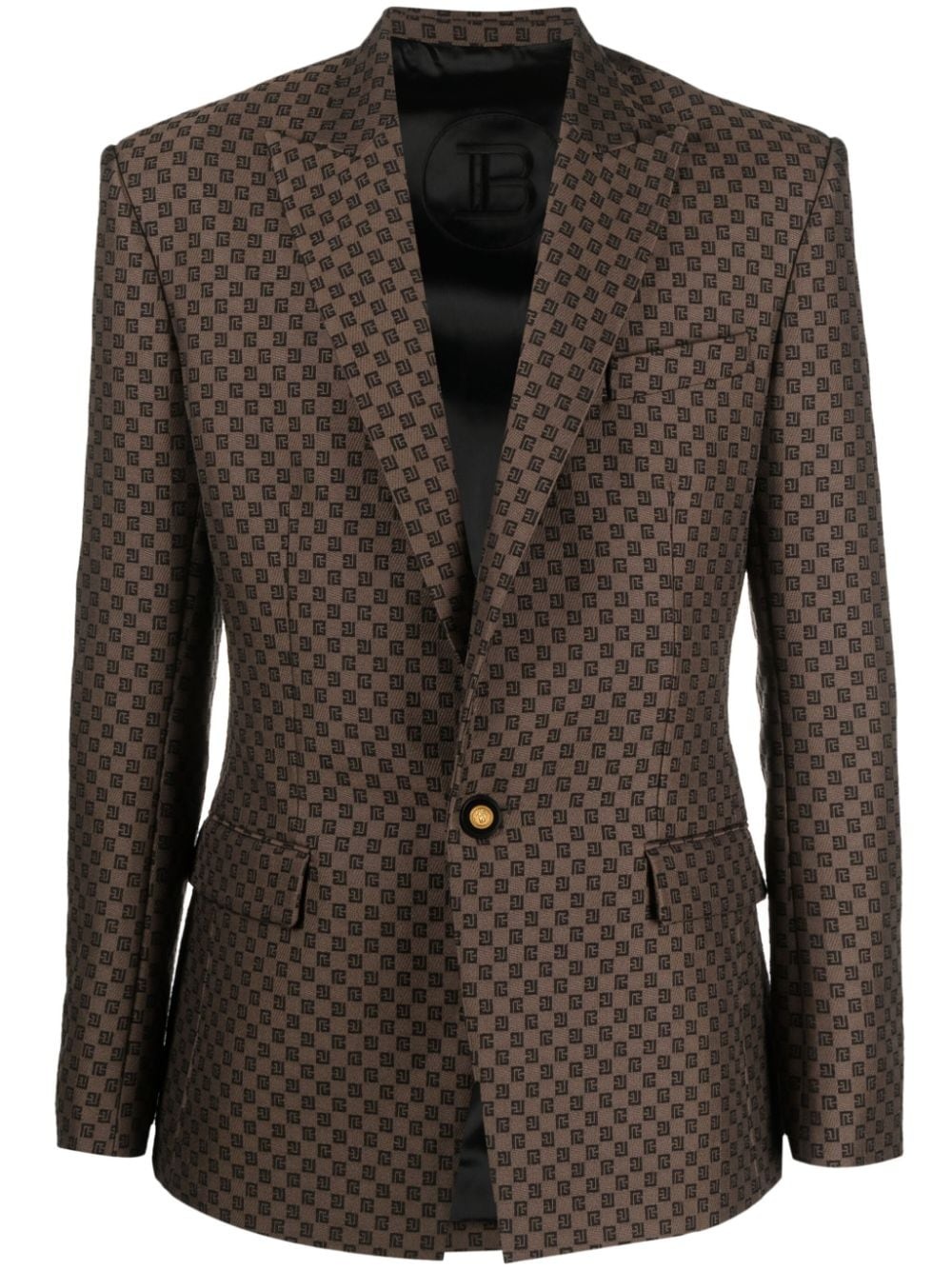 monogram-jacquard single-breasted blazer - 1