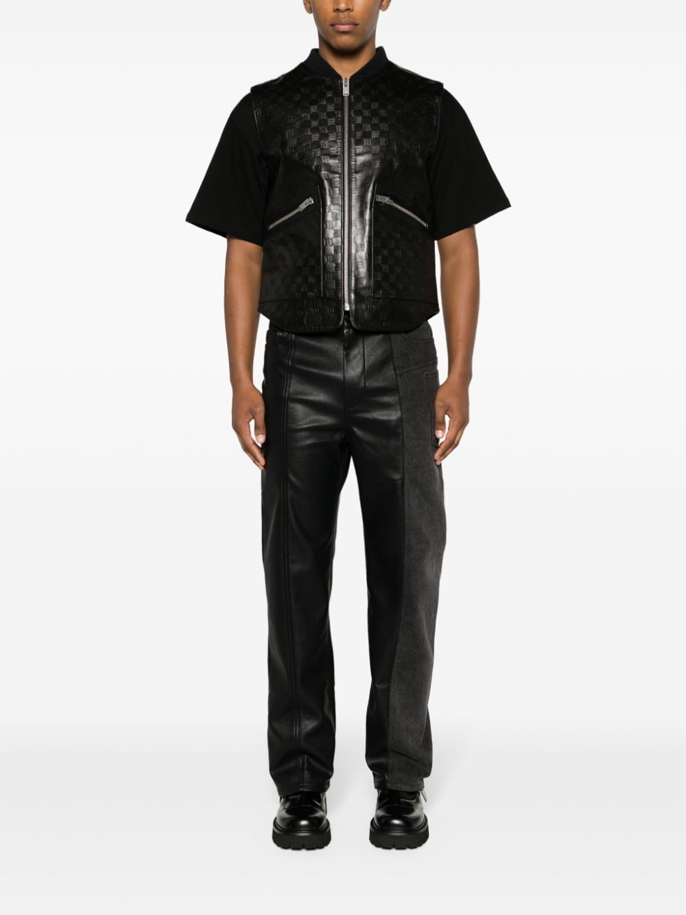 monogram-embossed leather vest - 2