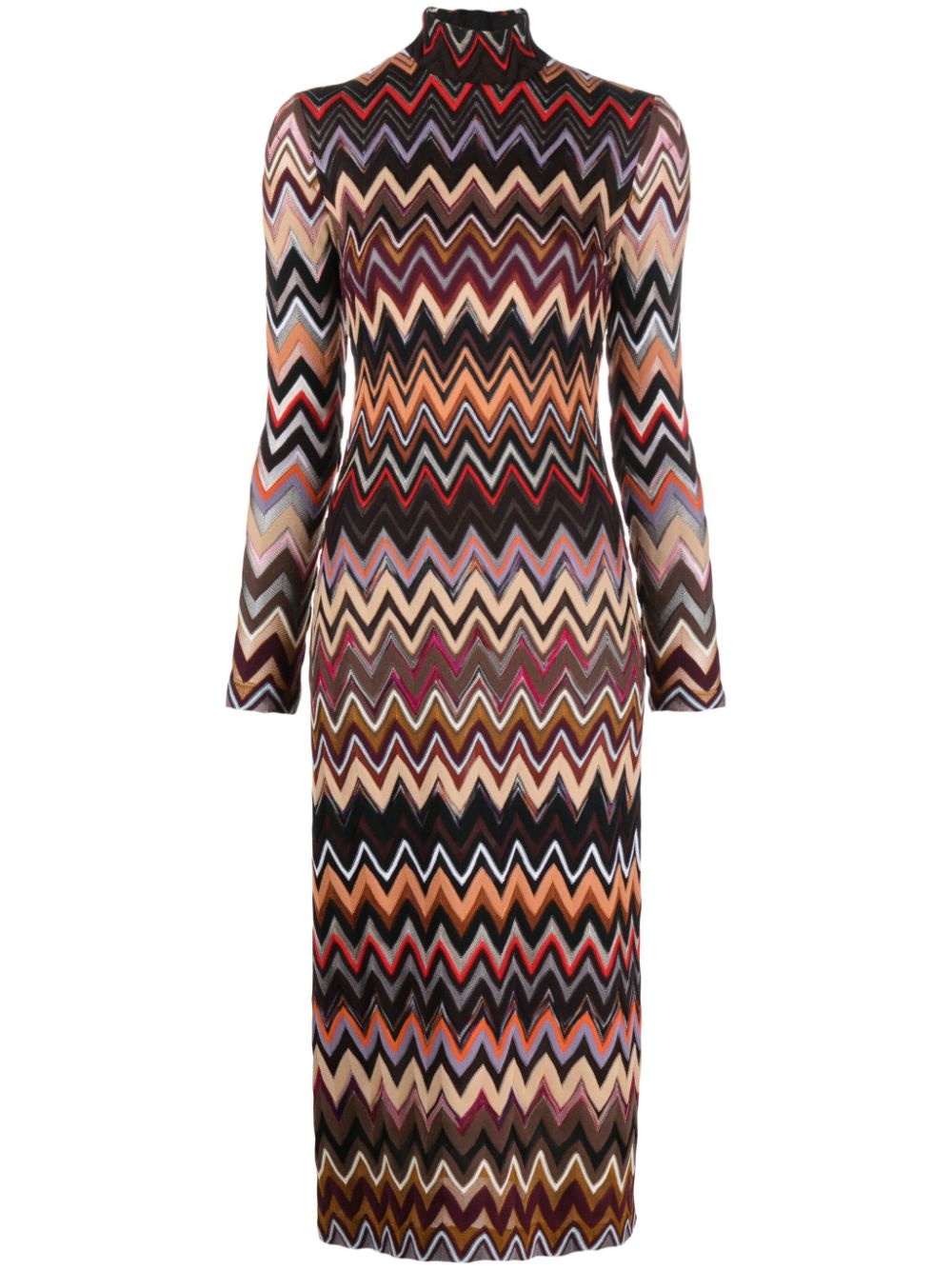 zigzag wool-blend midi dress - 1