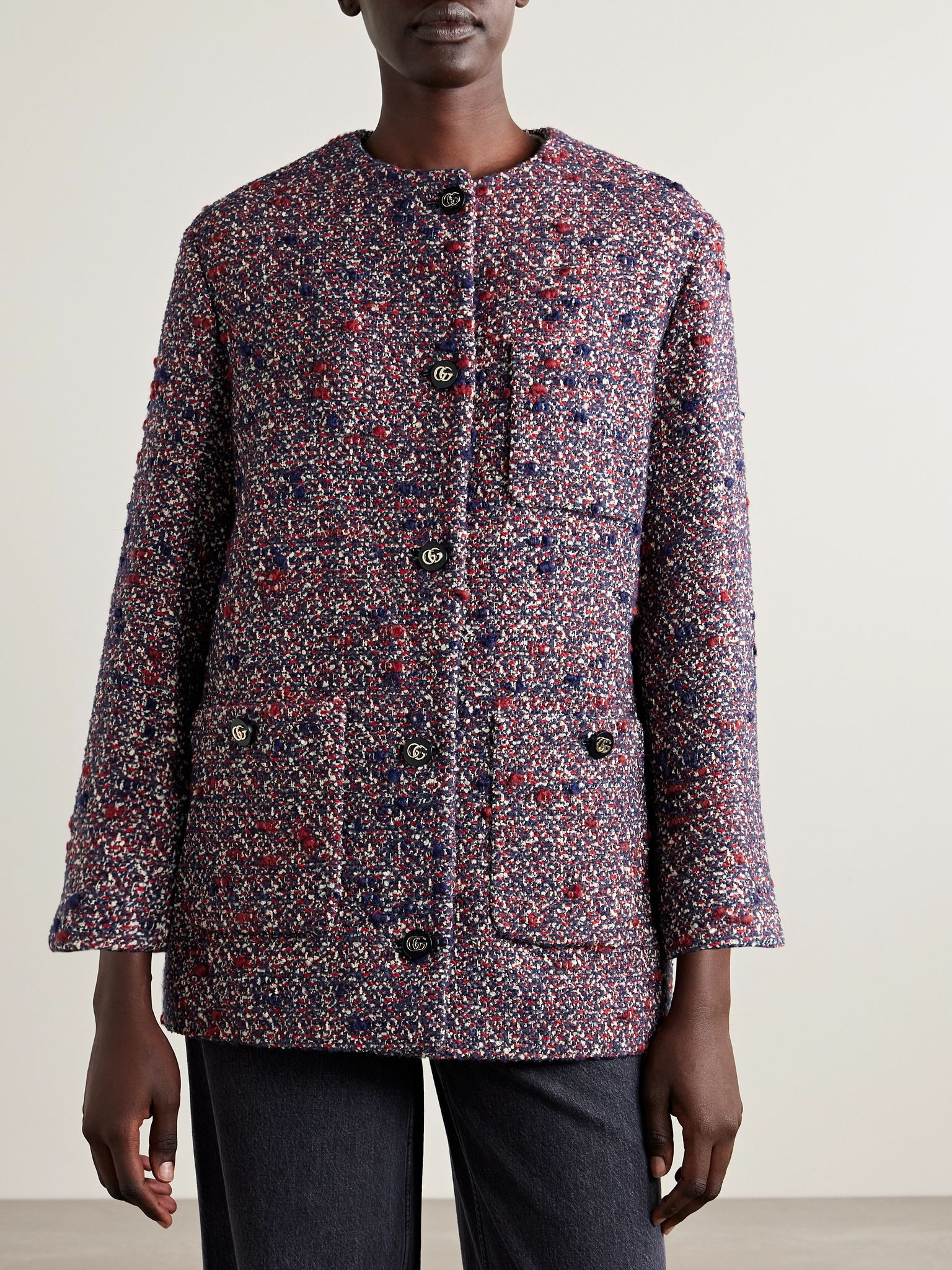 Wool-blend bouclé jacket Purple - 3