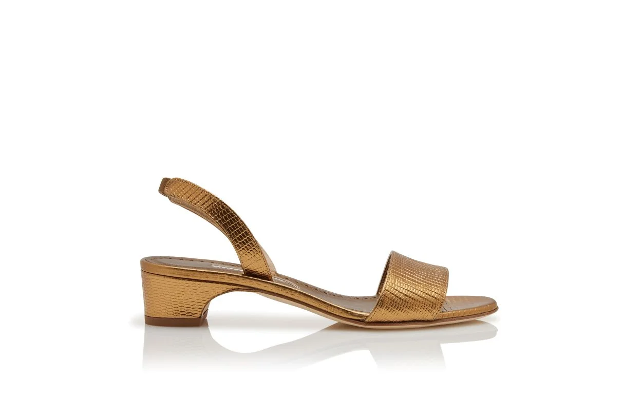 Bronze Calf Leather Slingback Sandals - 1