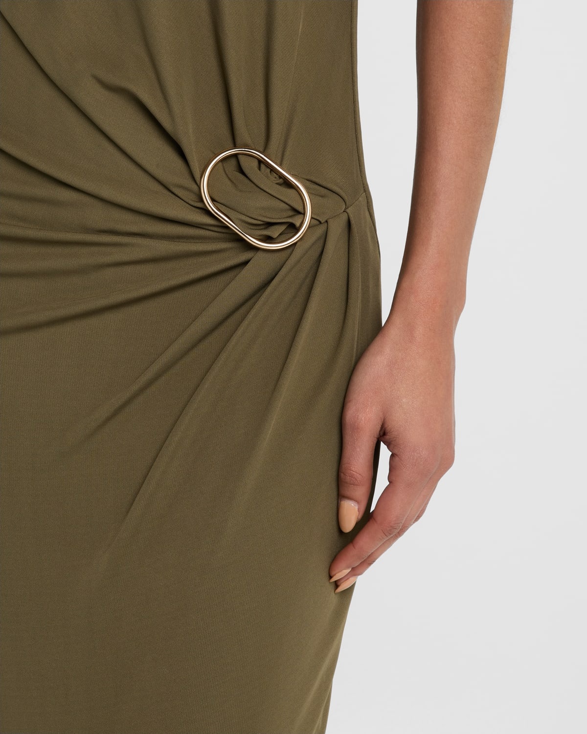 Sleeveless Viscose Knit Maxi Dress with Buckle - 5