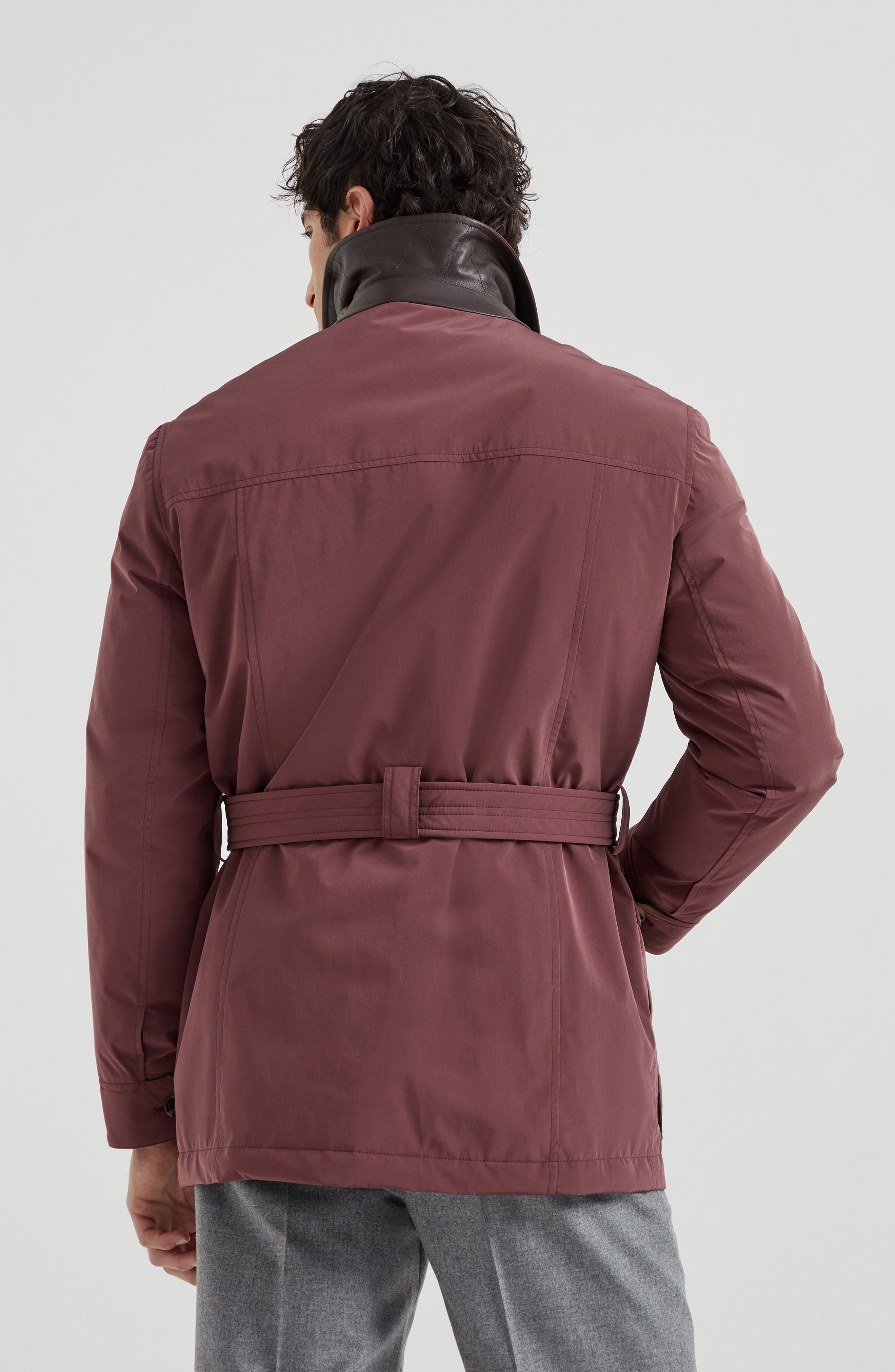 Brunello Cucinelli Belted safari jacket in Burgundy at Nordstrom - 3
