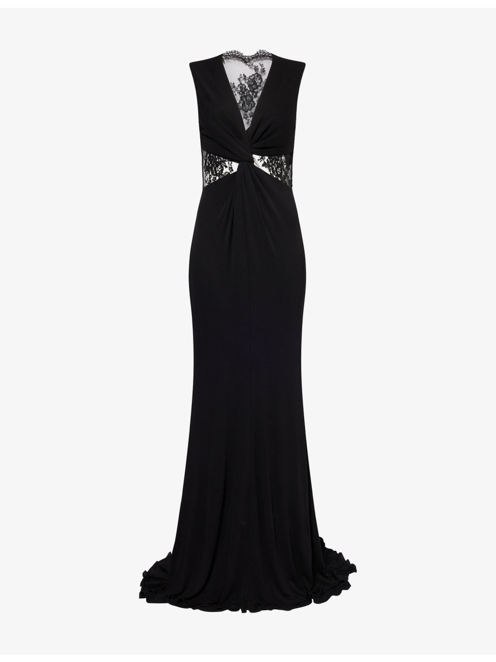 Cut-Out Lace-Panel Woven Gown - 1