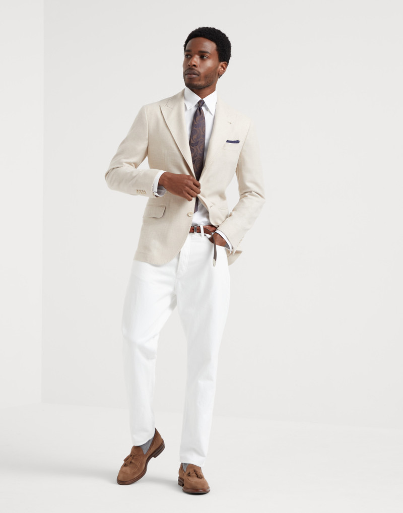 Wool, silk and cashmere diagonal deconstructed blazer with large peak lapels 5