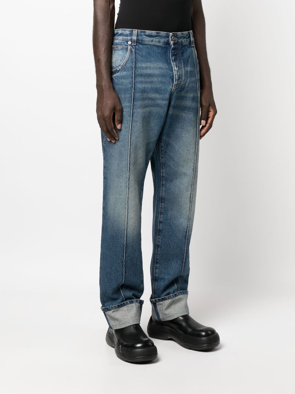 faded straight-leg jeans - 3