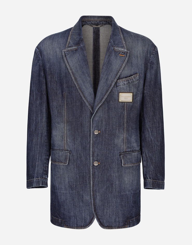 Deconstructed denim jacket with logo tag - 3