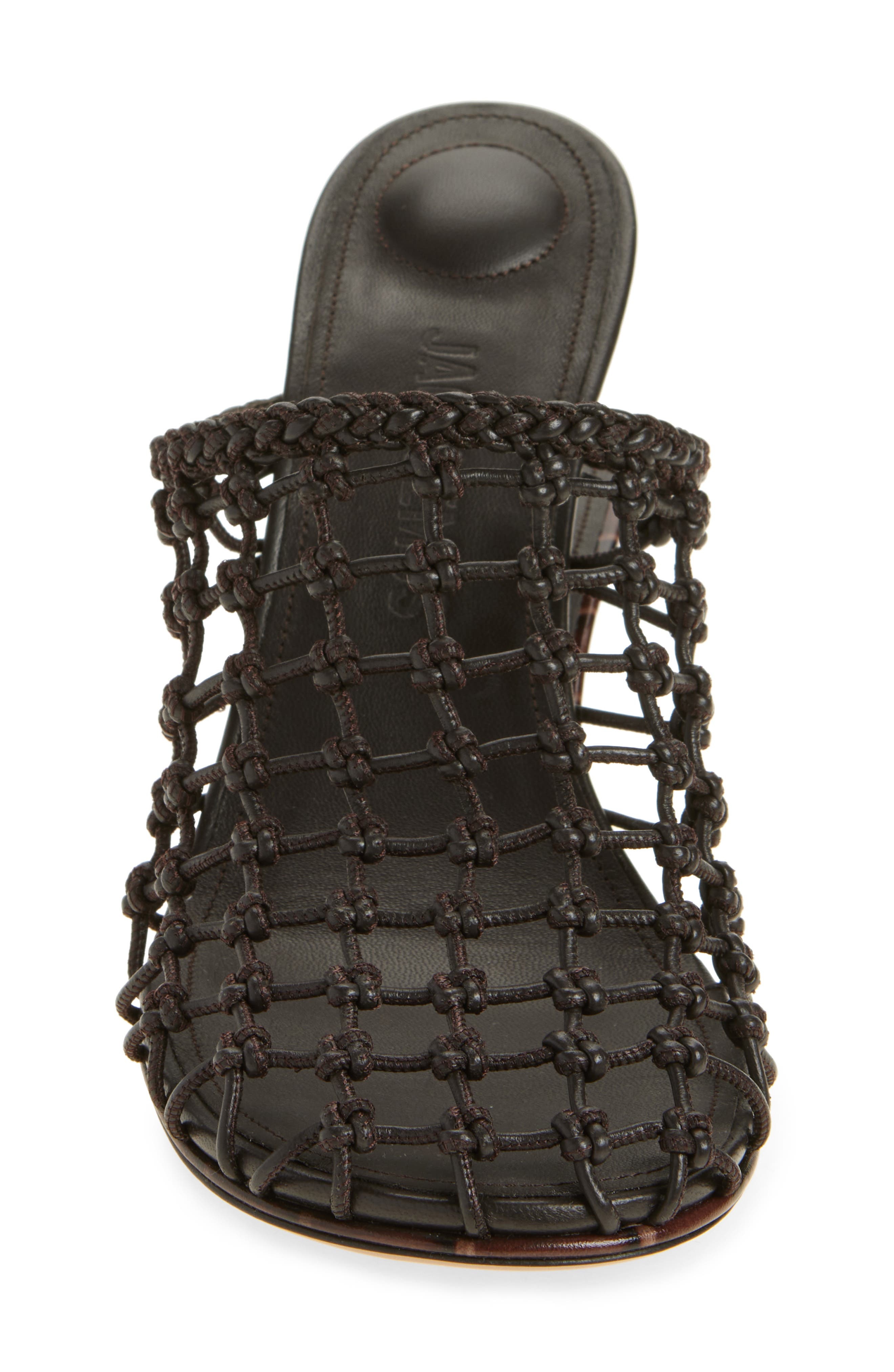 Jacquemus Doubles Tresses Stacked Wedge Sandal in Dark Brown at Nordstrom - 4