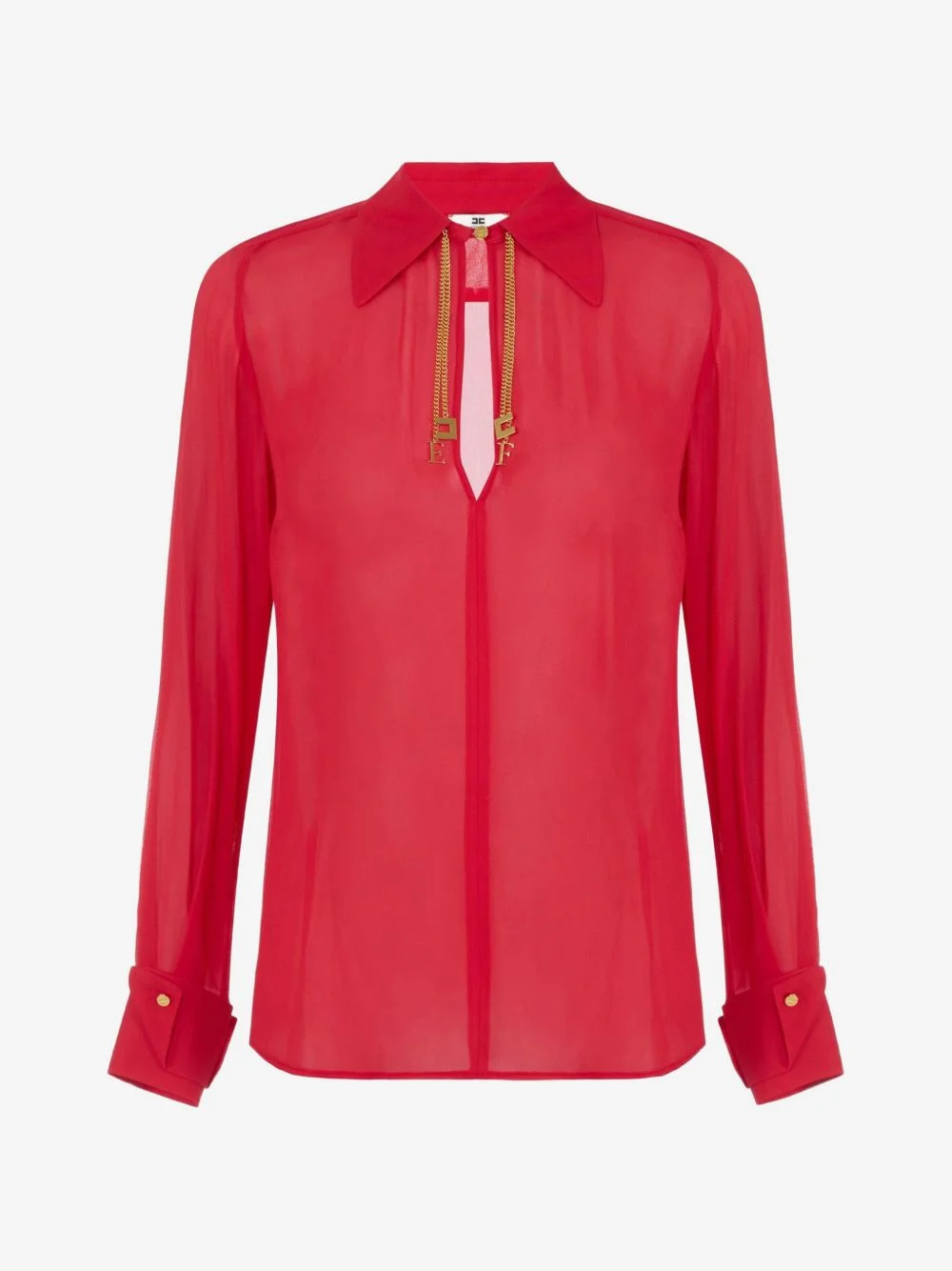blouse in georgette fabric with jewel logos - 1