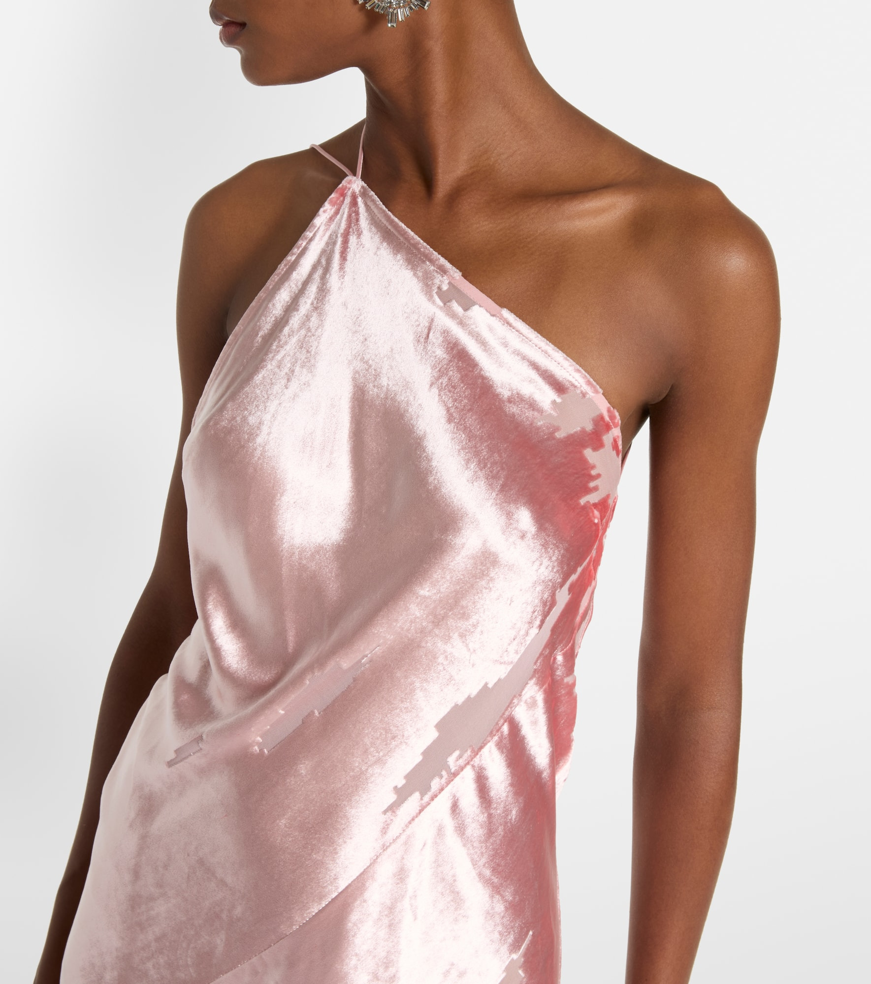 Asymmetric velvet gown - 4