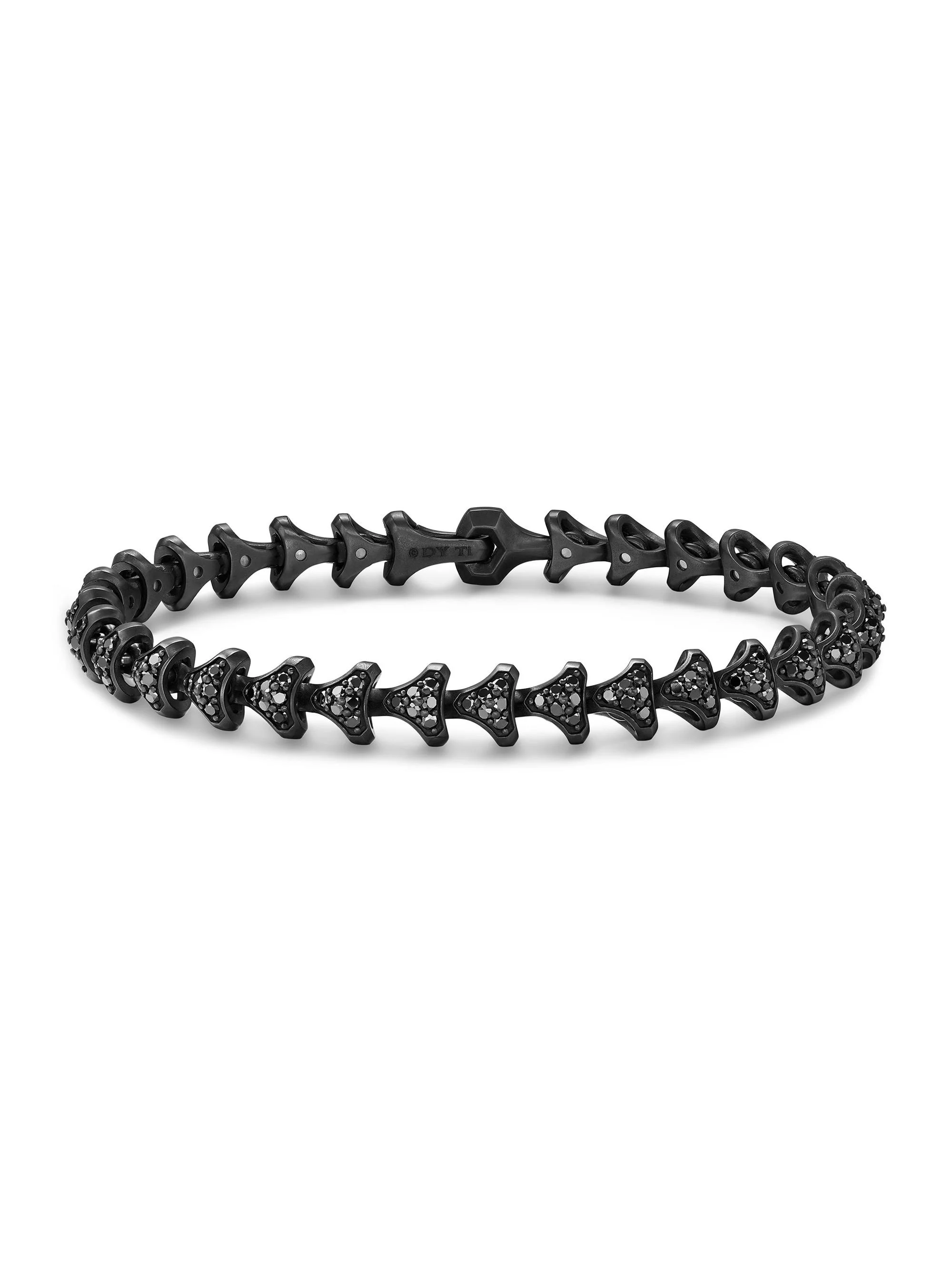 Men's Armory Link Bracelet in Black Titanium - Black Diamond - 1