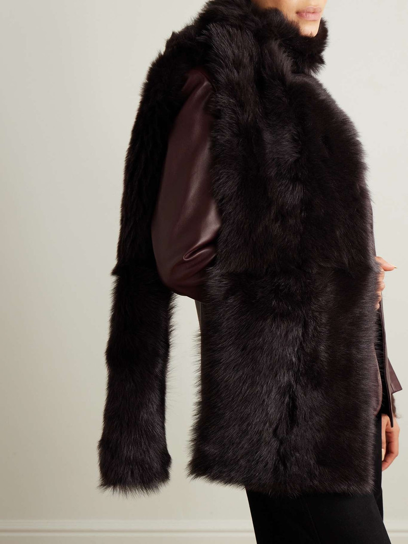 NOUR HAMMOUR Evita shearling scarf Chocolate outlook
