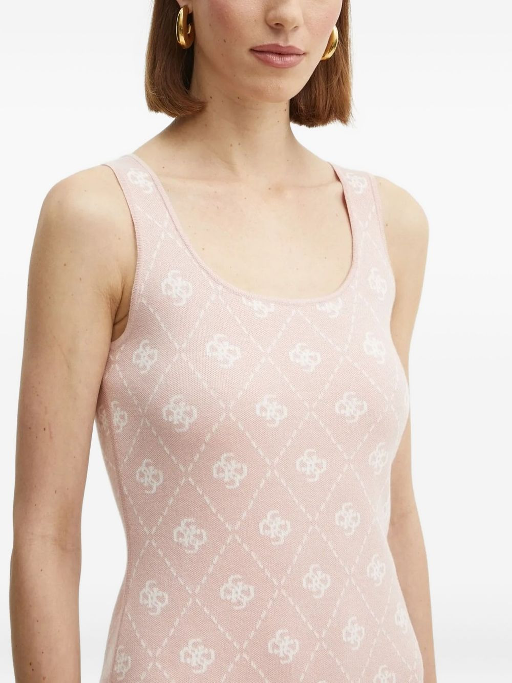 logo-pattern sleeveless mini dress - 3