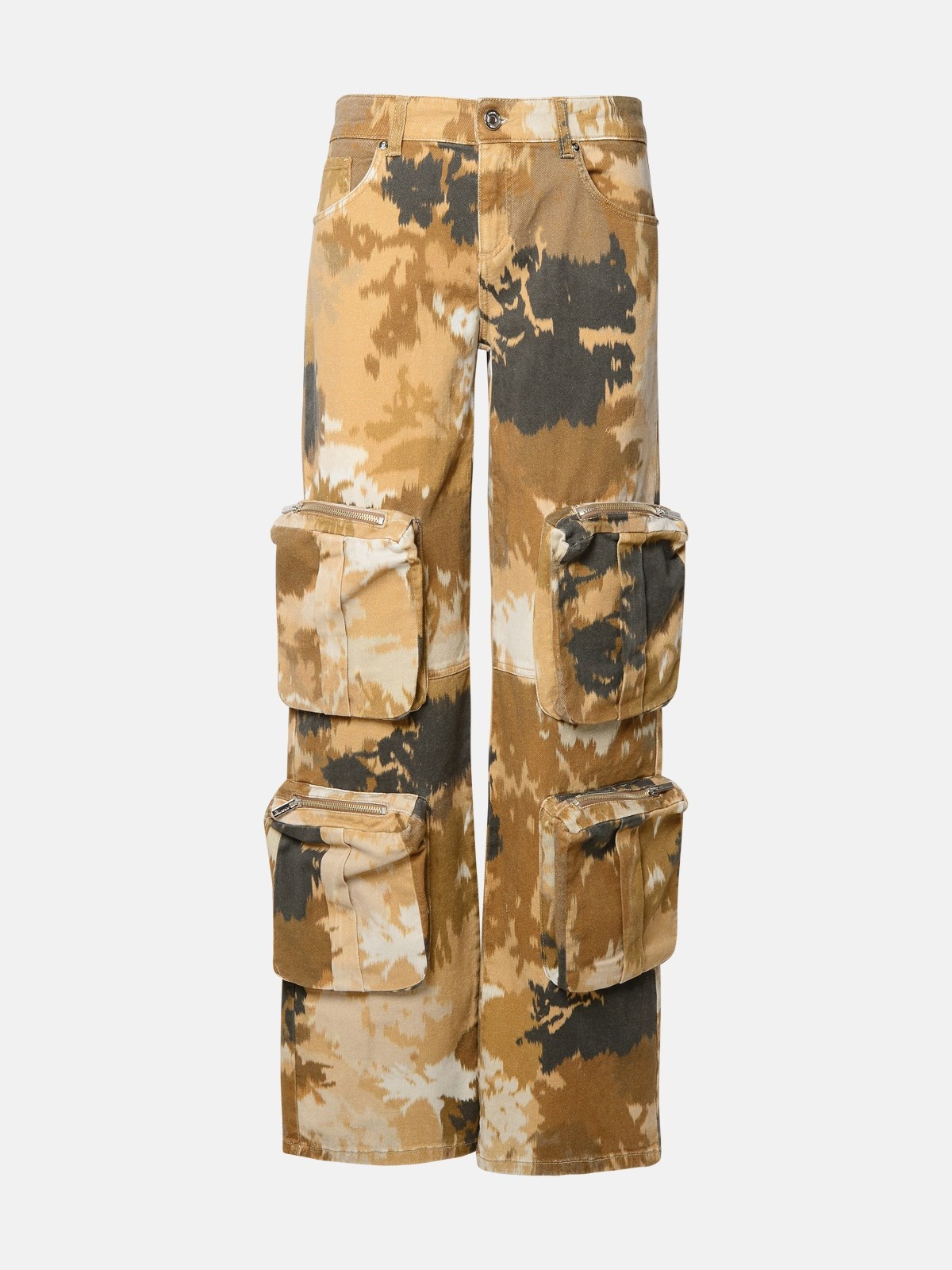 BROWN COTTON CARGO JEANS - 1