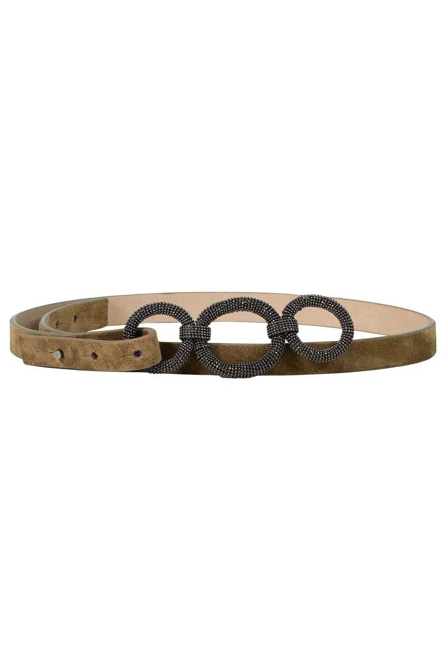 Suede Thin Belt With Monili - 1