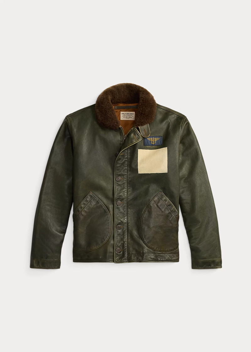 Shearling-Collar Leather Jacket 1