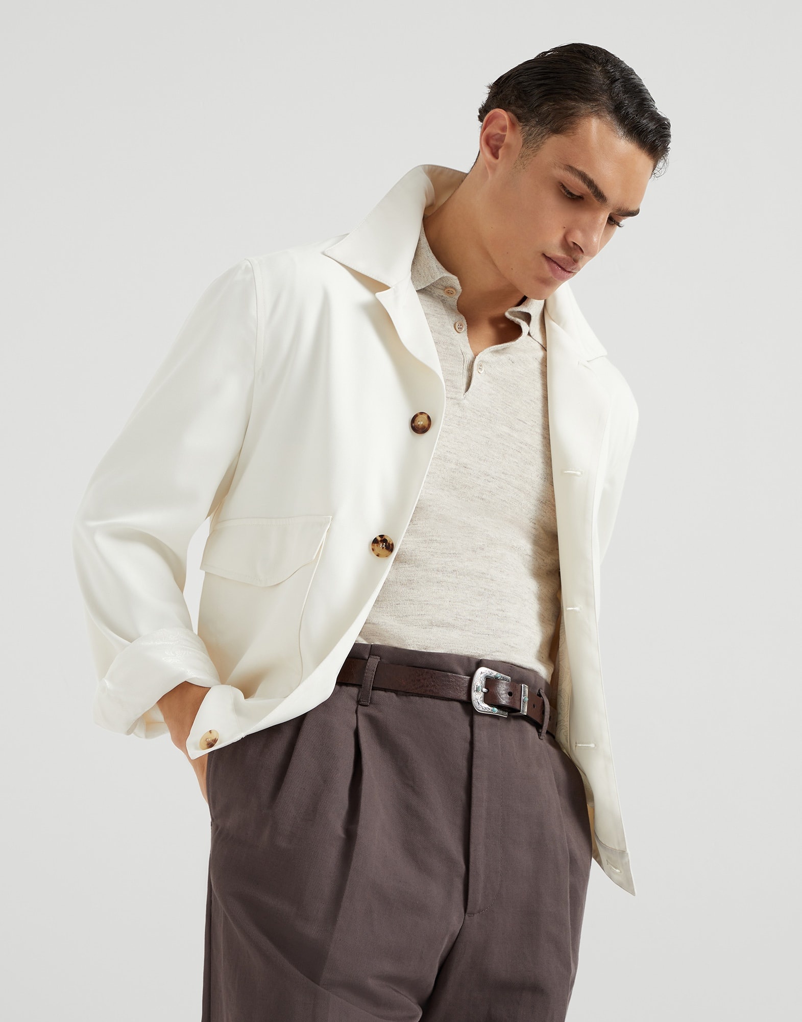 Délavé silk twill shirt-style outerwear jacket - 4