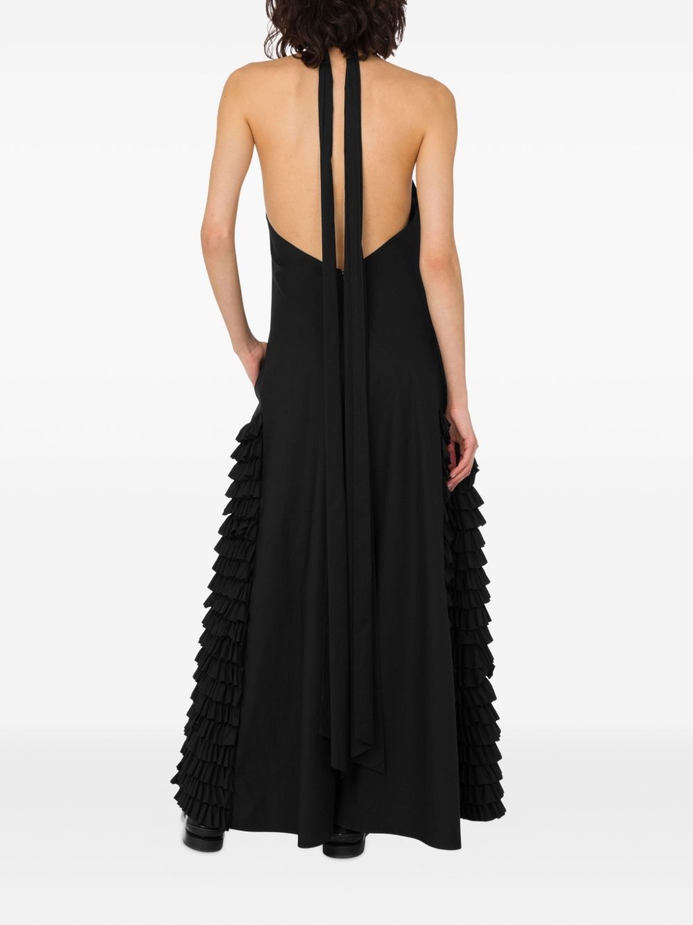 halterneck ruffled maxi dress - 3