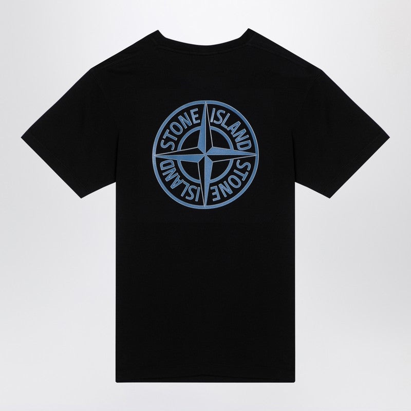 Stone Island Black Cotton T-Shirt With Logo Men - 2