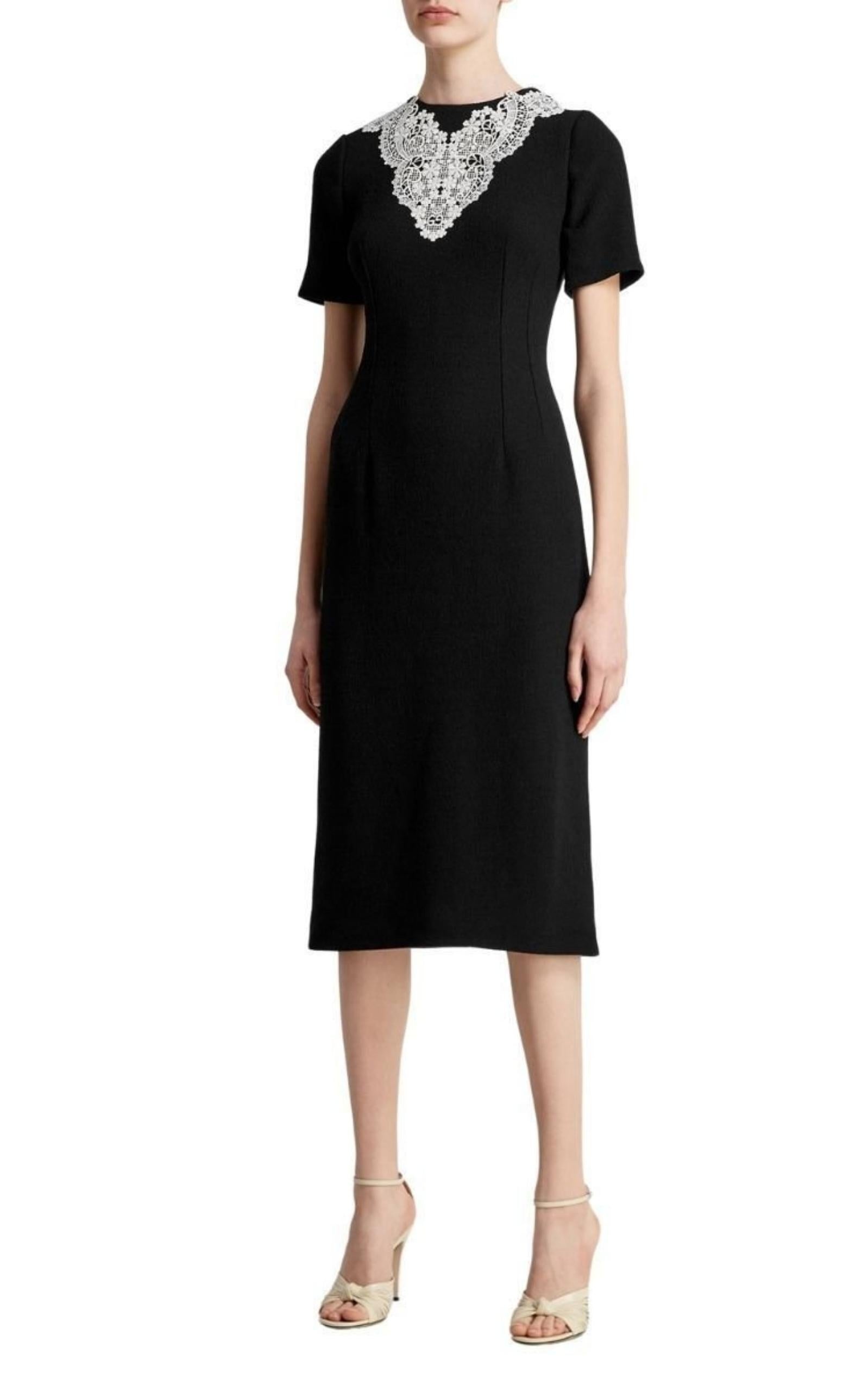 Wool Sable Lace Midi Dress - 2