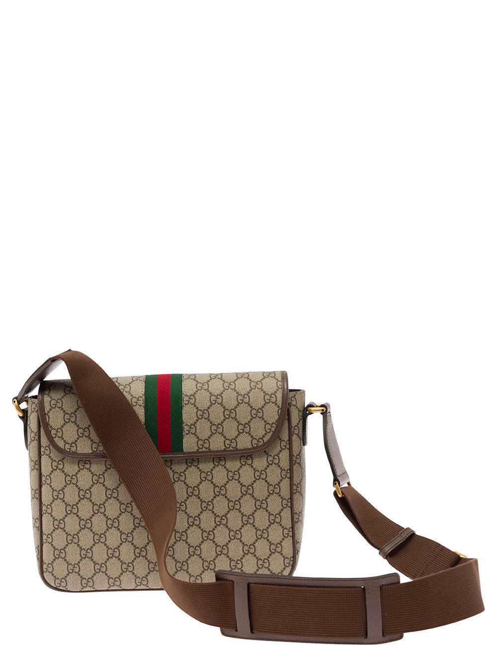 Gucci Men 'Ophidia' Beige And Ebony Crossbody Bag With Web Detail In Gg Supreme Canvas Man - 4