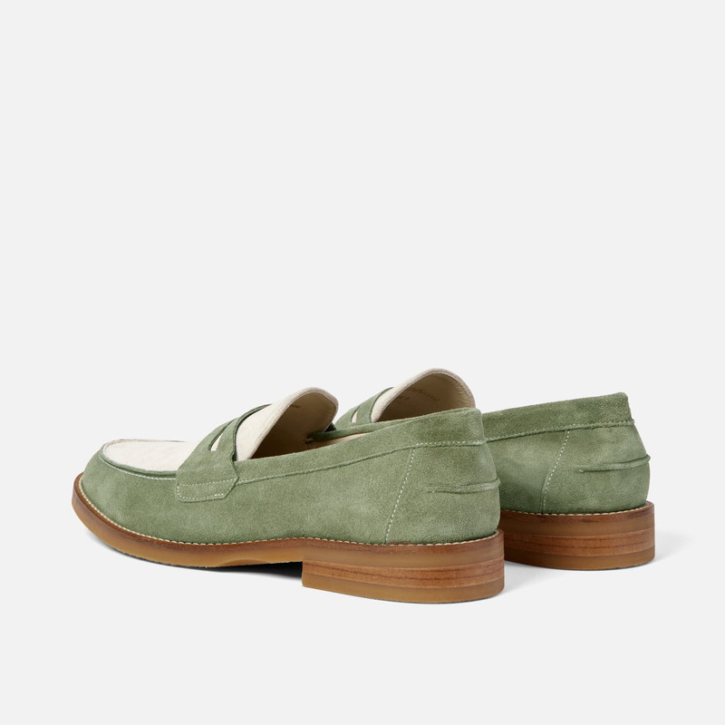 Wilde Sage + White Suede Penny Loafer - Men's 6