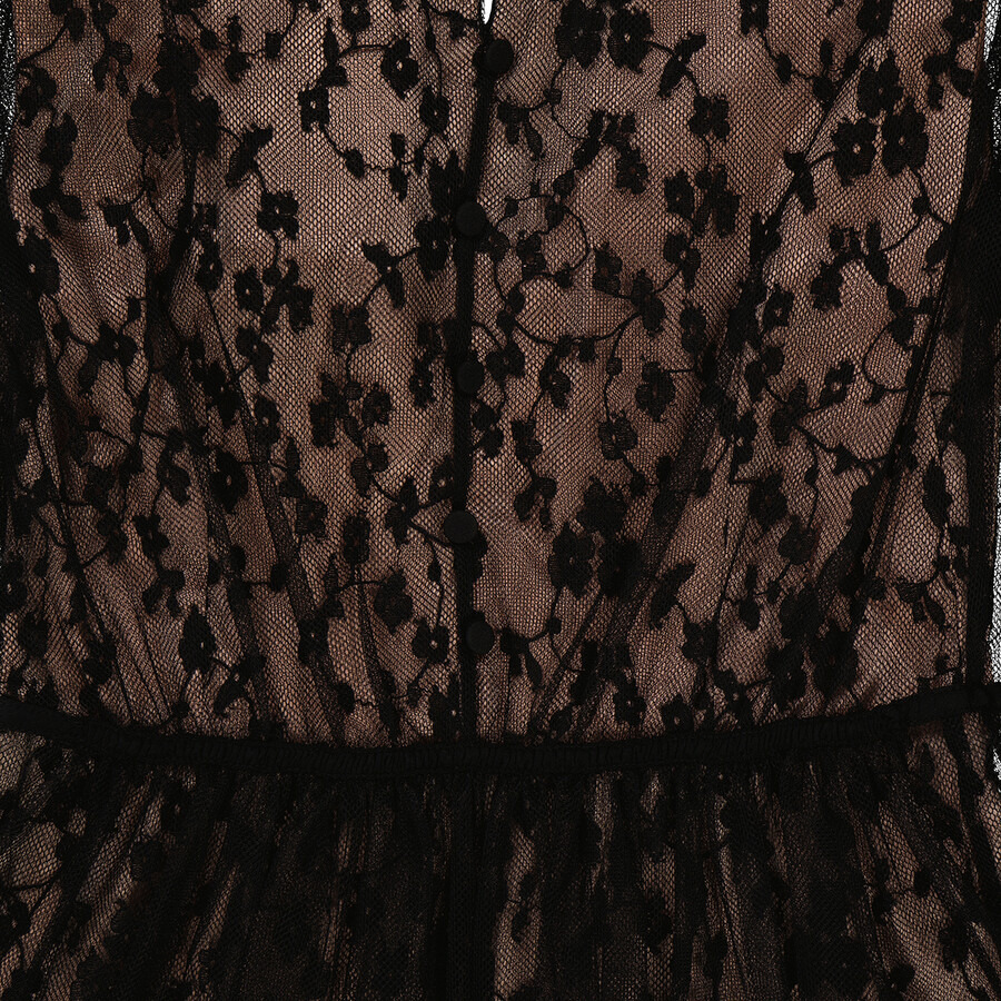 Burberry Ruffled Hem Embroidered Tulle Dress In Black - 8