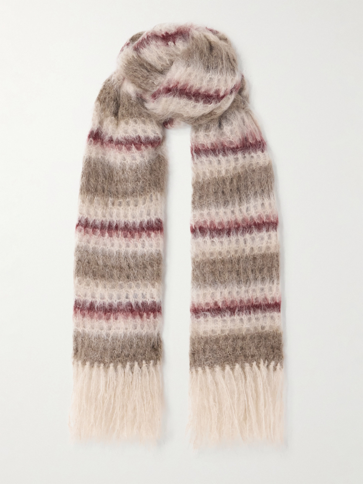 Fringed Striped Mohair-blend Scarf - 1