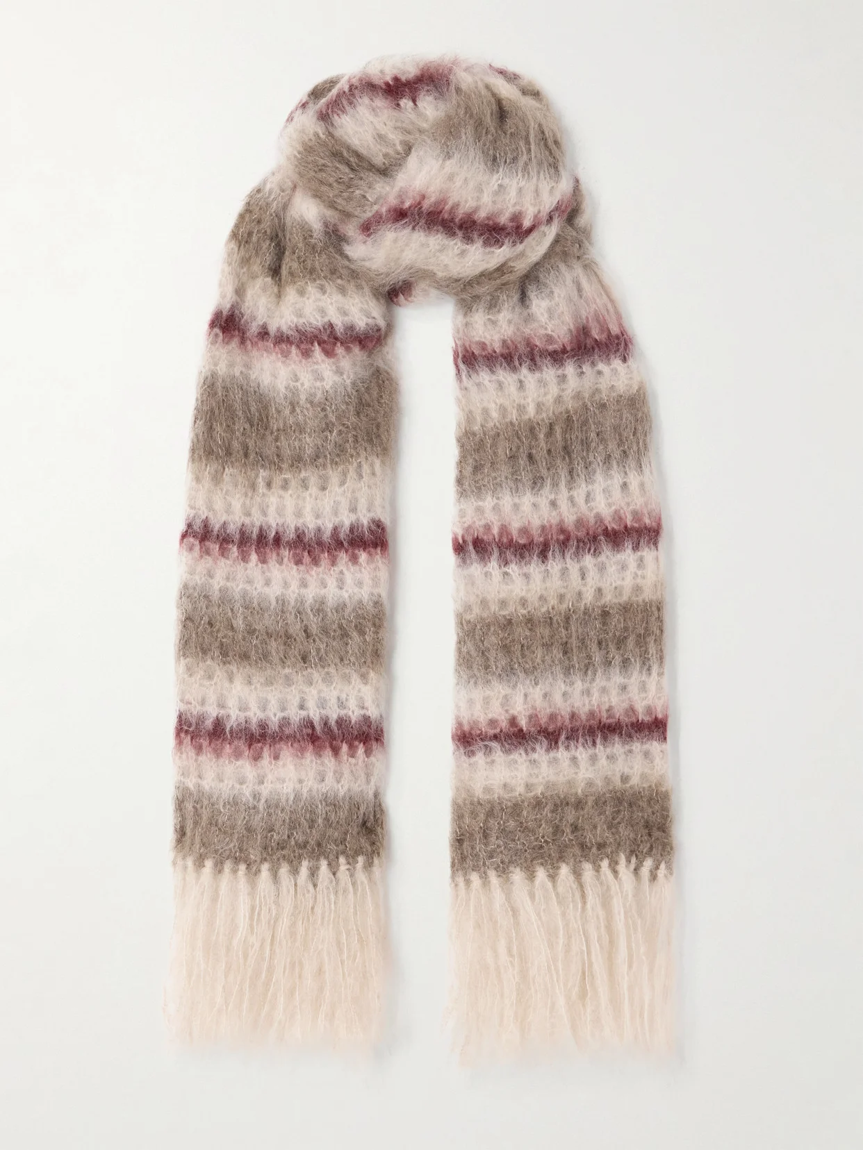 Fringed Striped Mohair-blend Scarf - 1