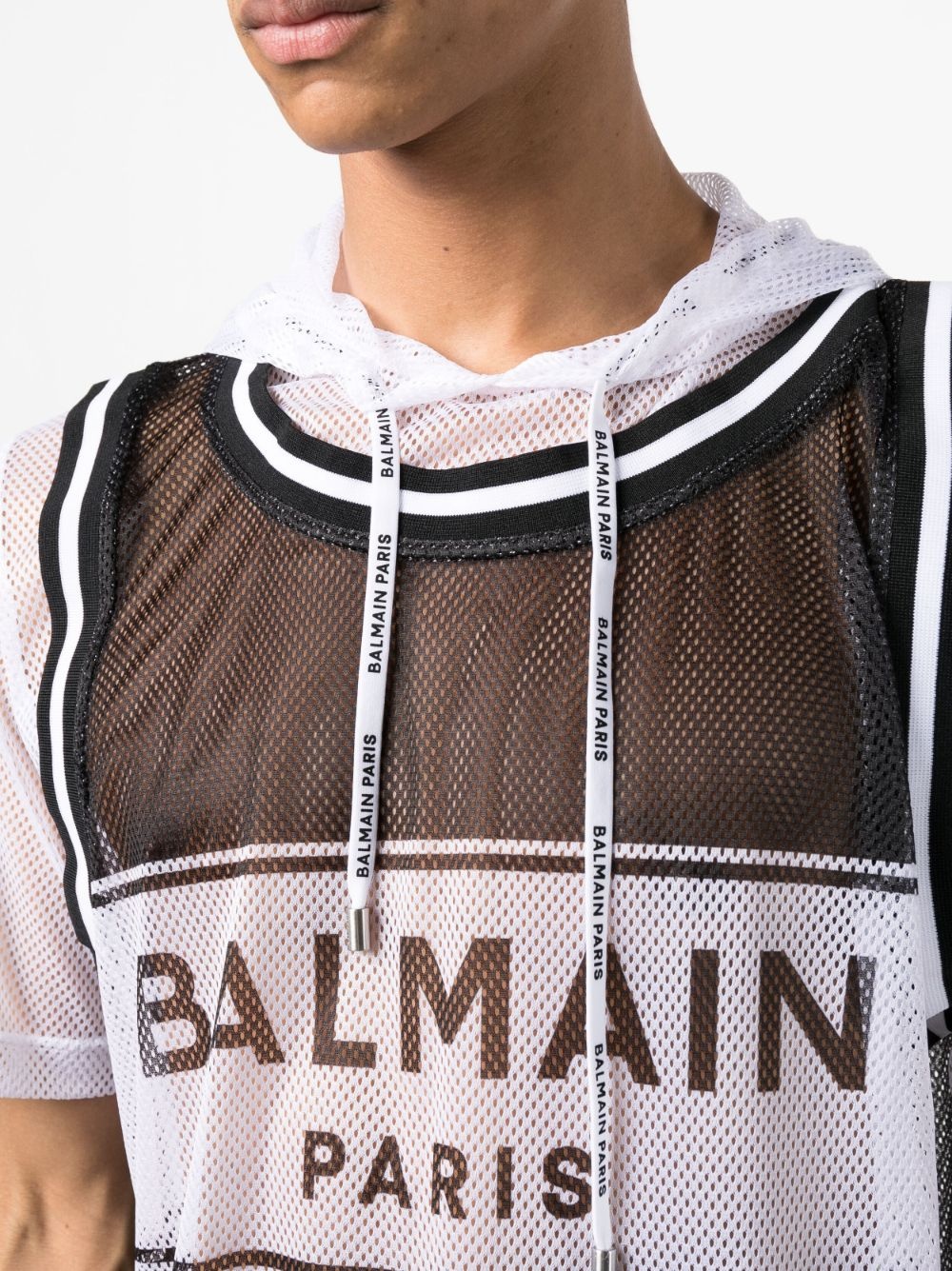 mesh logo-print hoodie T-shirt - 5