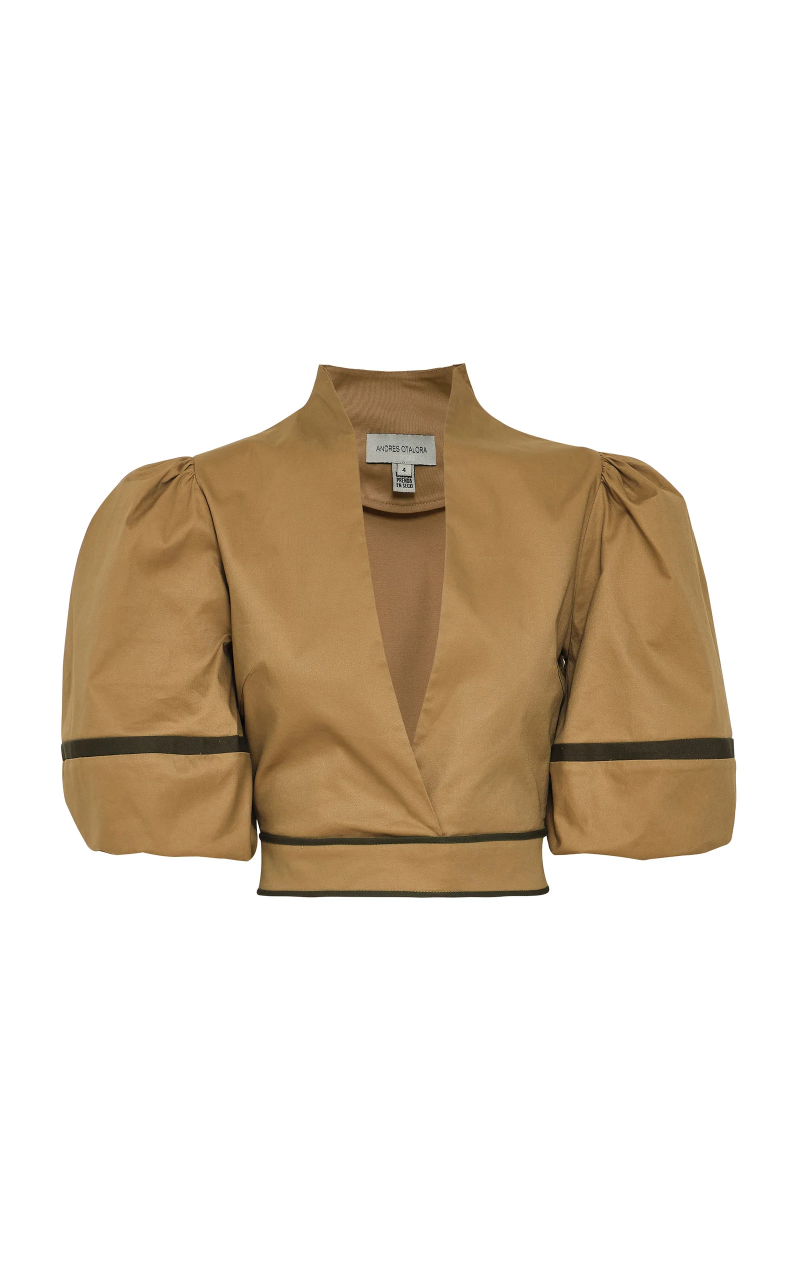 El Tigre Puff-Sleeve Cotton-Blend Blouse brown - 1