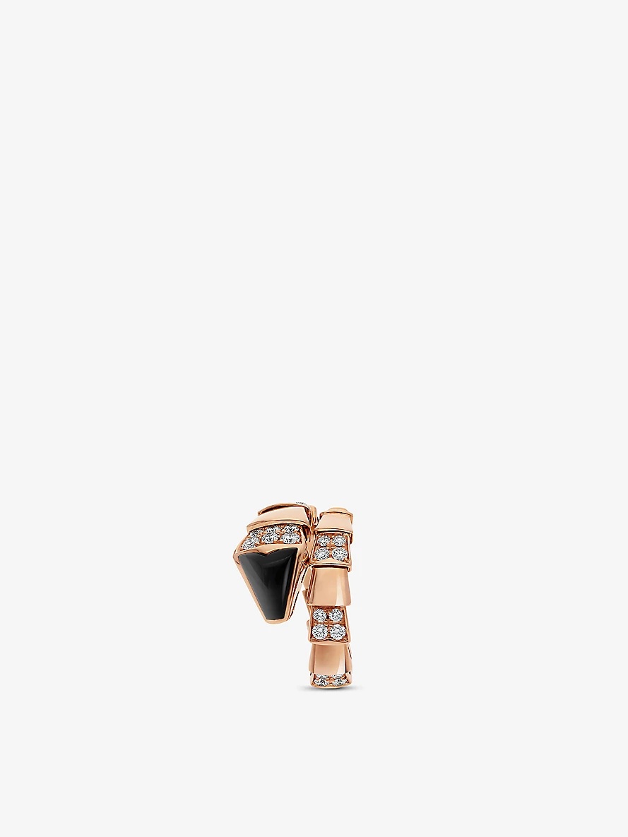 Serpenti Viper 18ct rose-gold, 0.75ct brilliant-cut diamond and onyx ring - 3