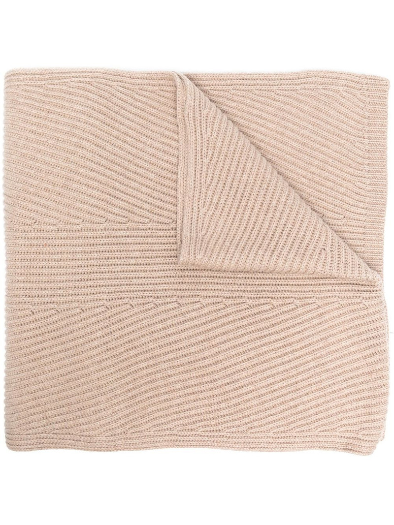 ribbed-knit cotton-wool blend scarf 1