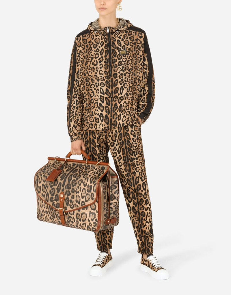 Dolce & Gabbana Medium travel bag in leopard-print Crespo with branded plate outlook