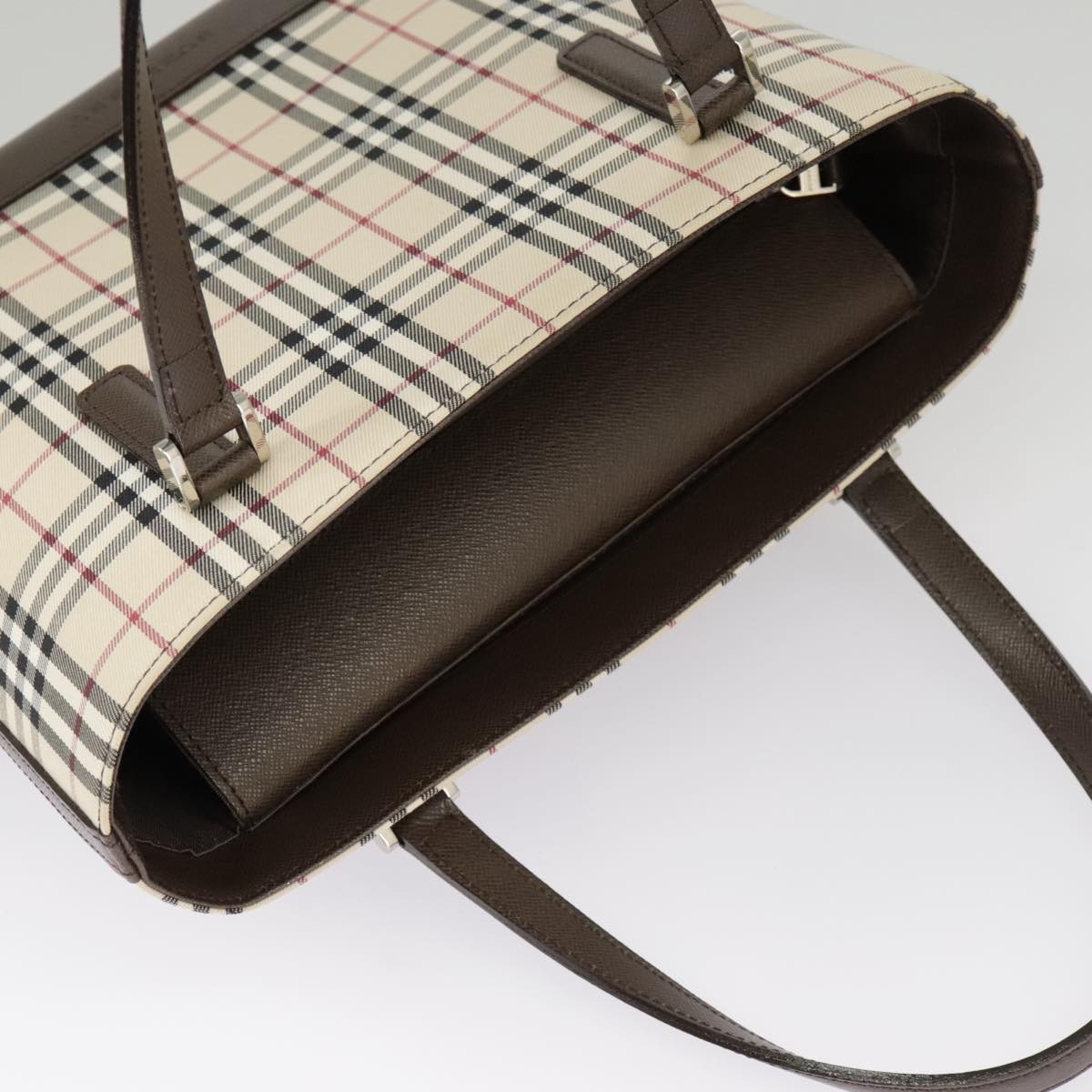 Burberry Nova Check Hand Bag Canvas Leather Beige - 6
