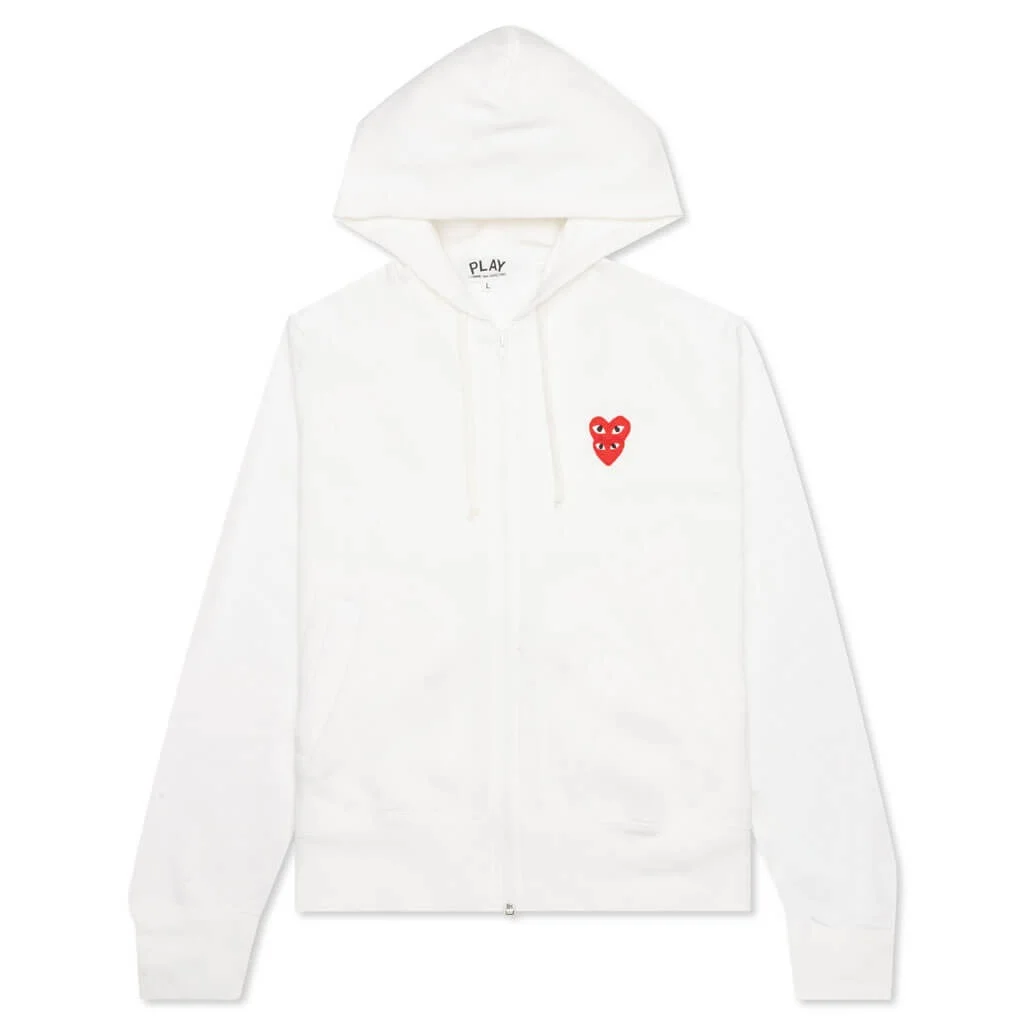 WOMEN'S STACKED HEART HOODED SWEATSHIRT - WHITE - 1