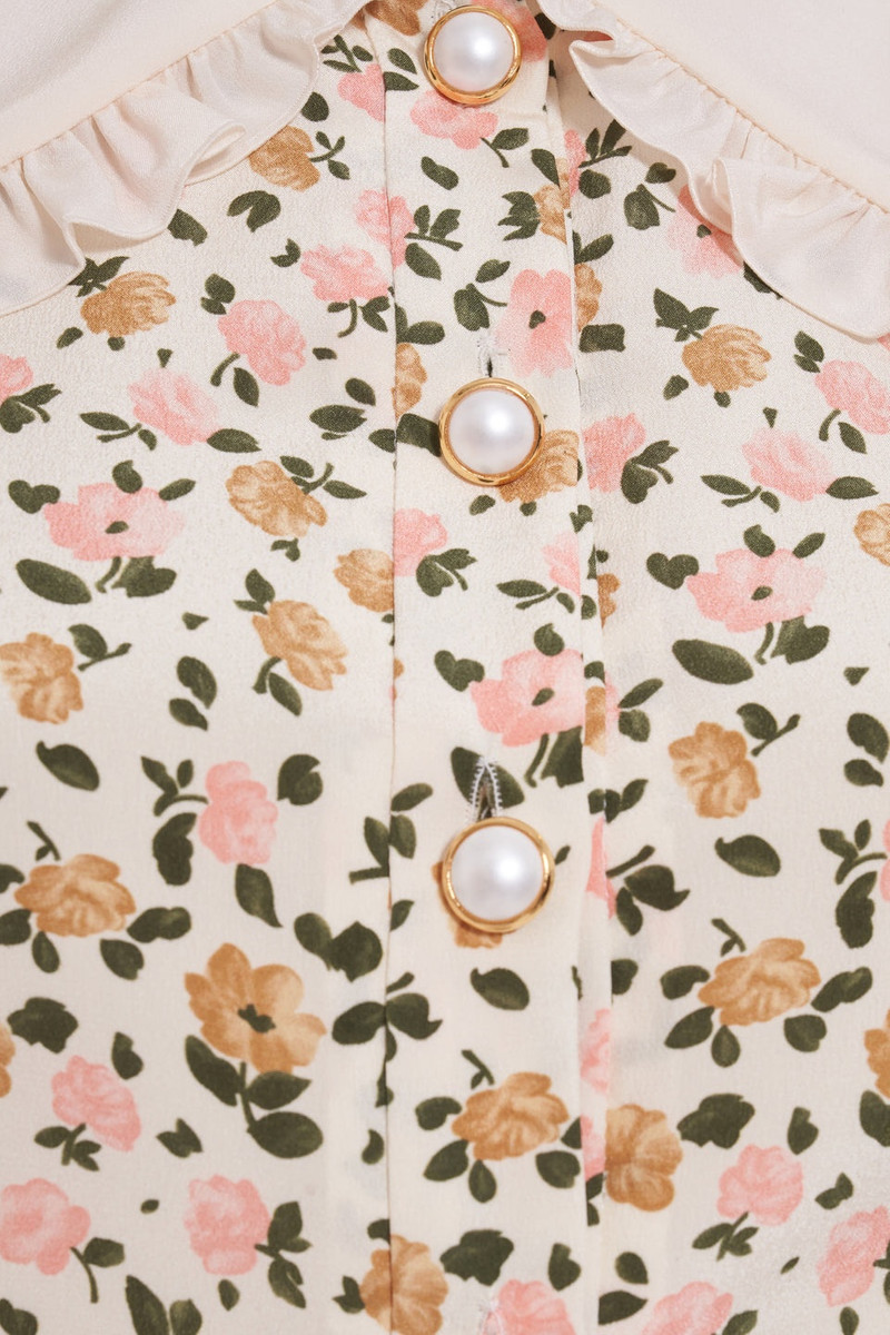 꽃 PRINT SILK 드레스와 단추 3