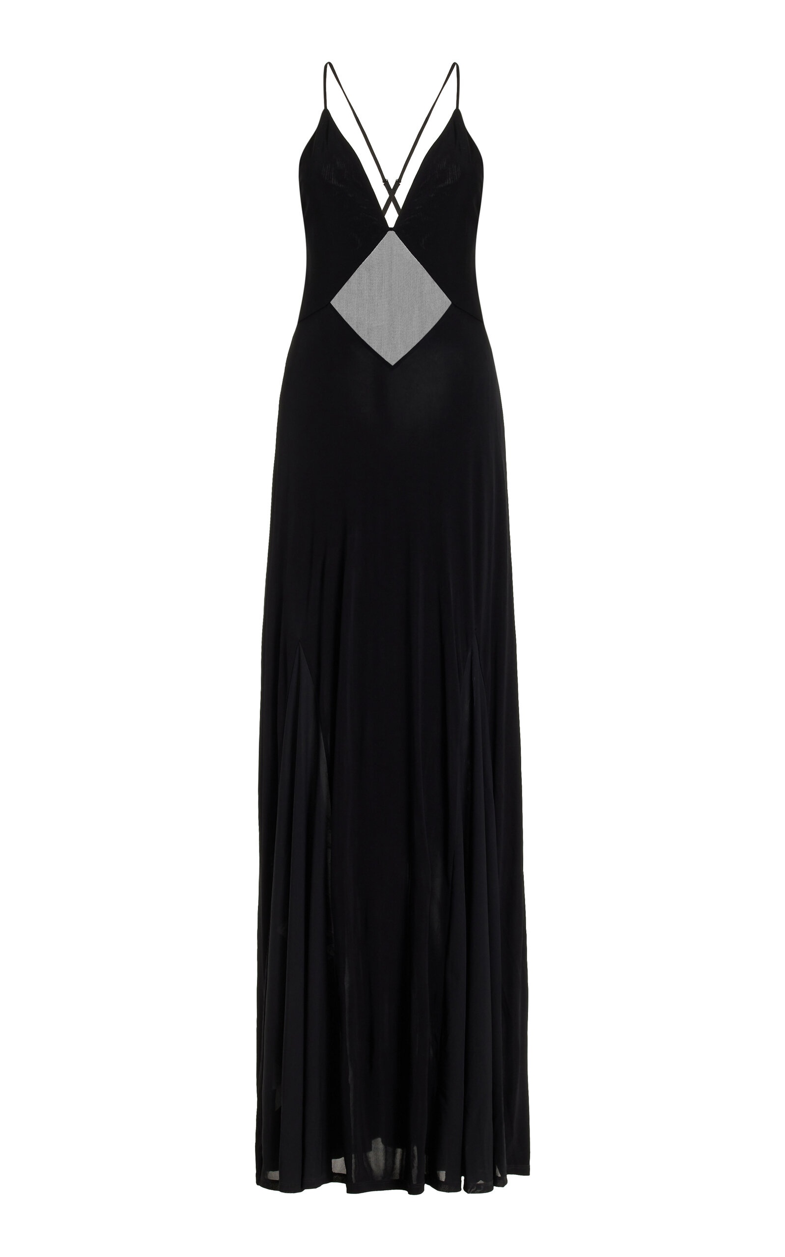 Fleur Mesh-Detailed Knit Maxi Dress black - 1