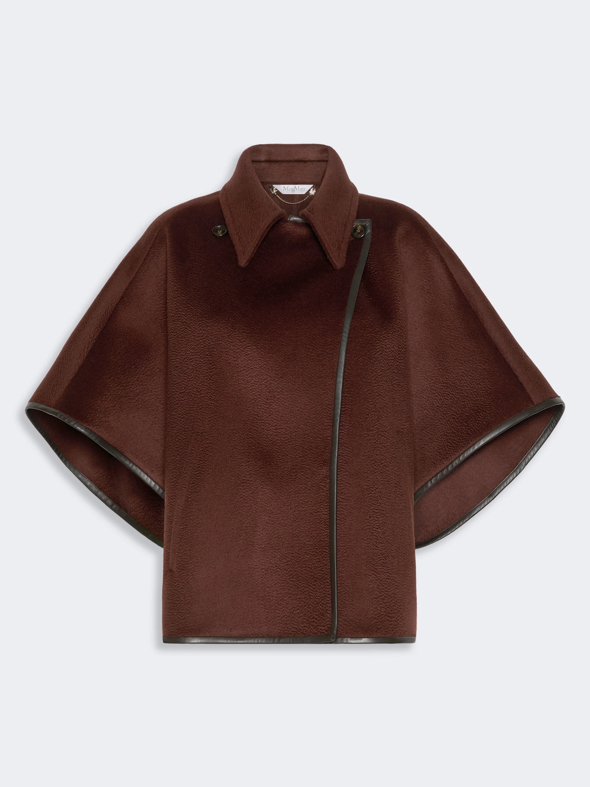 GENTILE Long cropped cape in cashmere drap - RUST - 1