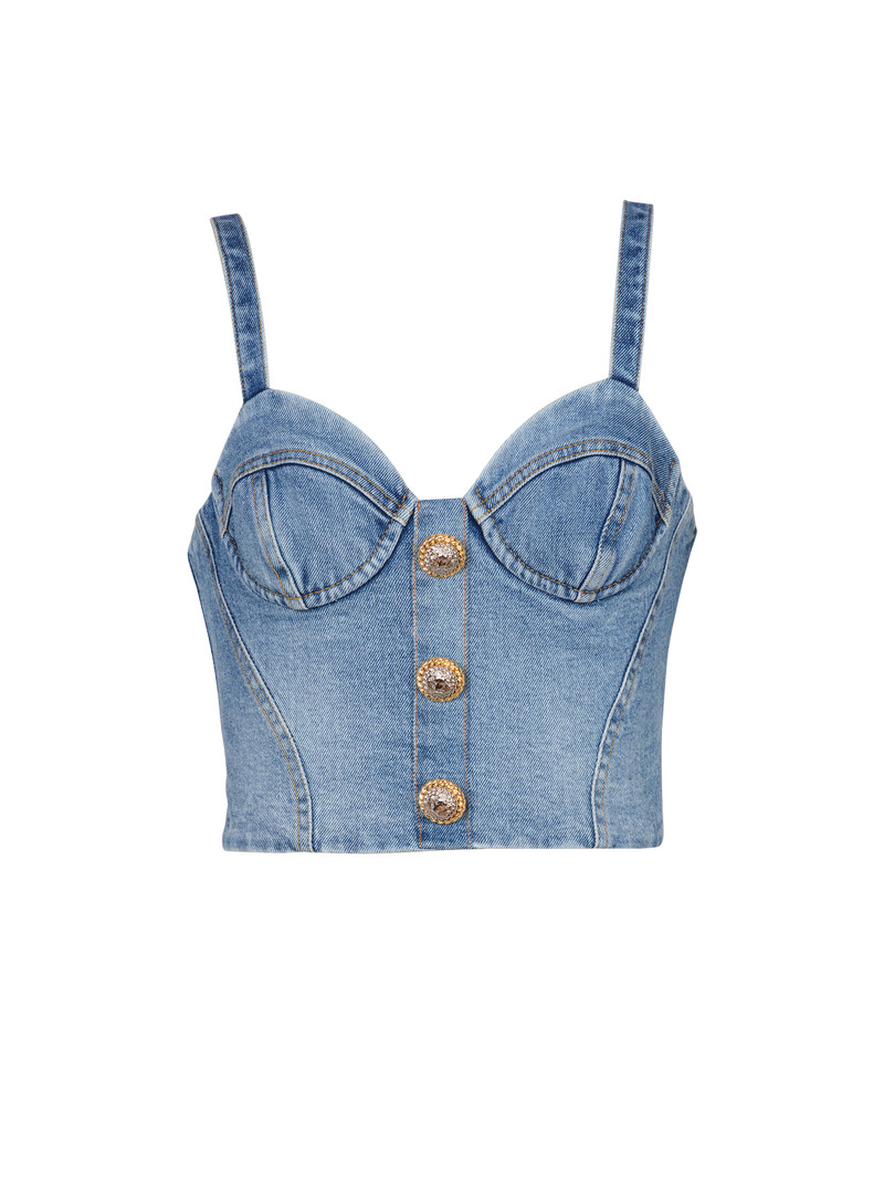 Denim top 와 얇은 스트랩 - 1
