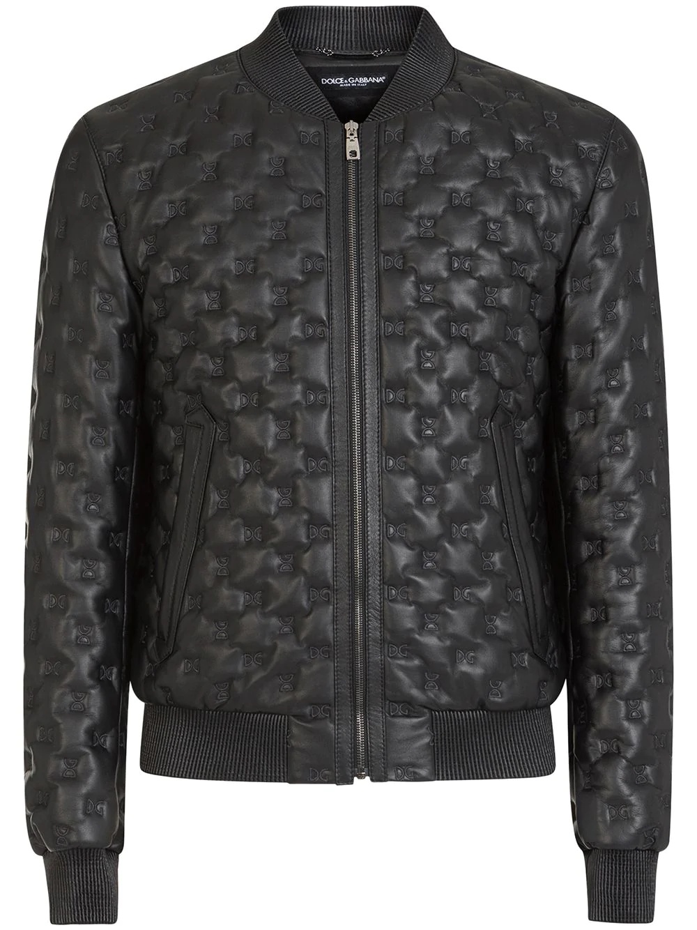 DG embroidery leather jacket - 1