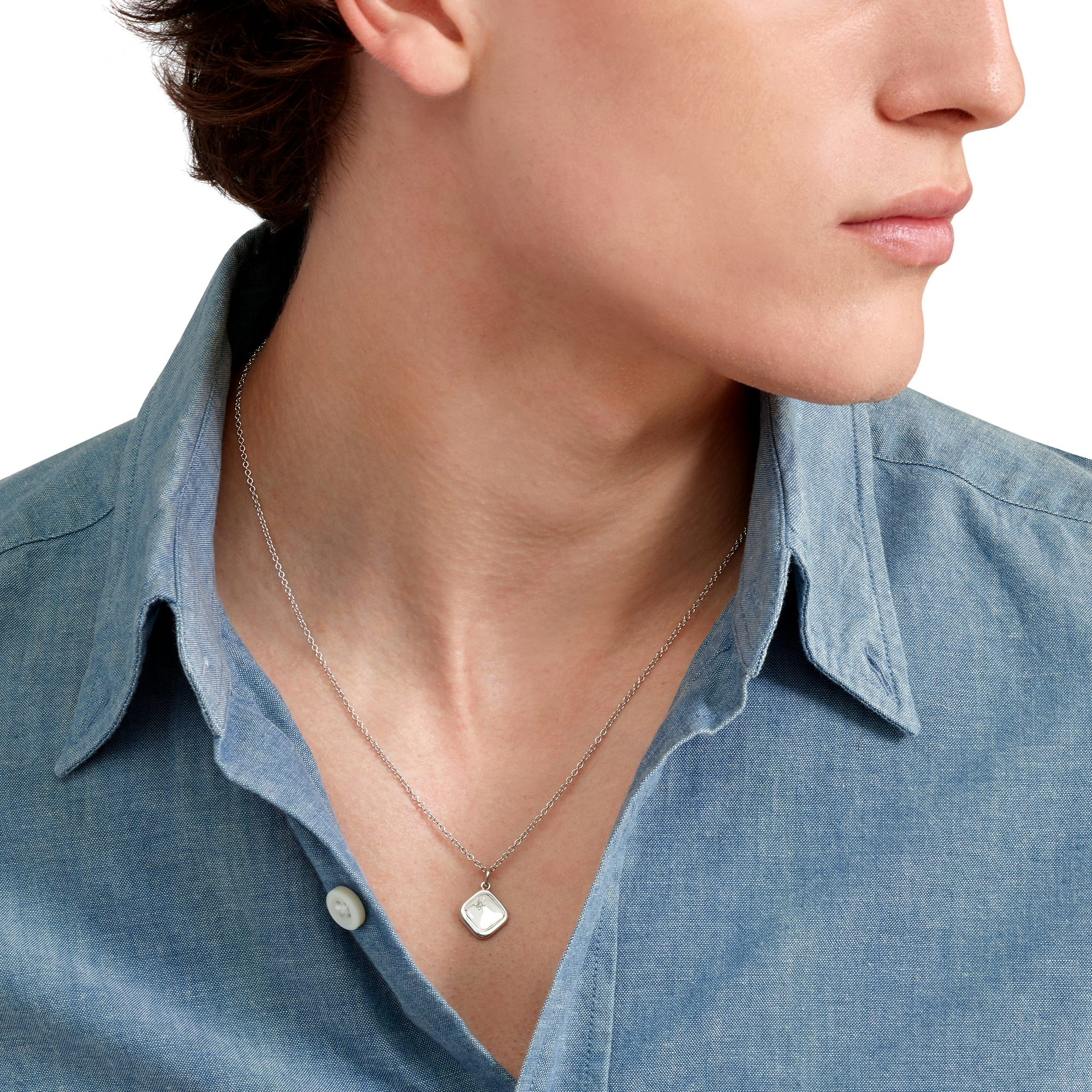 SILVER & WHITE DIAMOND SIGNET CHARM - 4