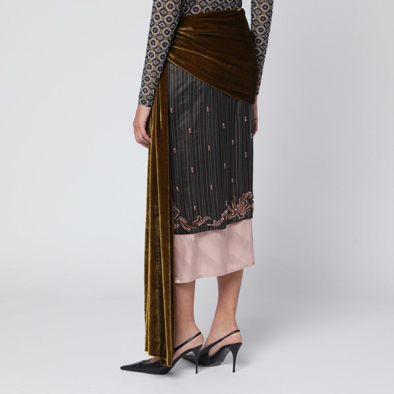 Dries Van Noten Draped Skirt In Silk And Velvet Women - 2