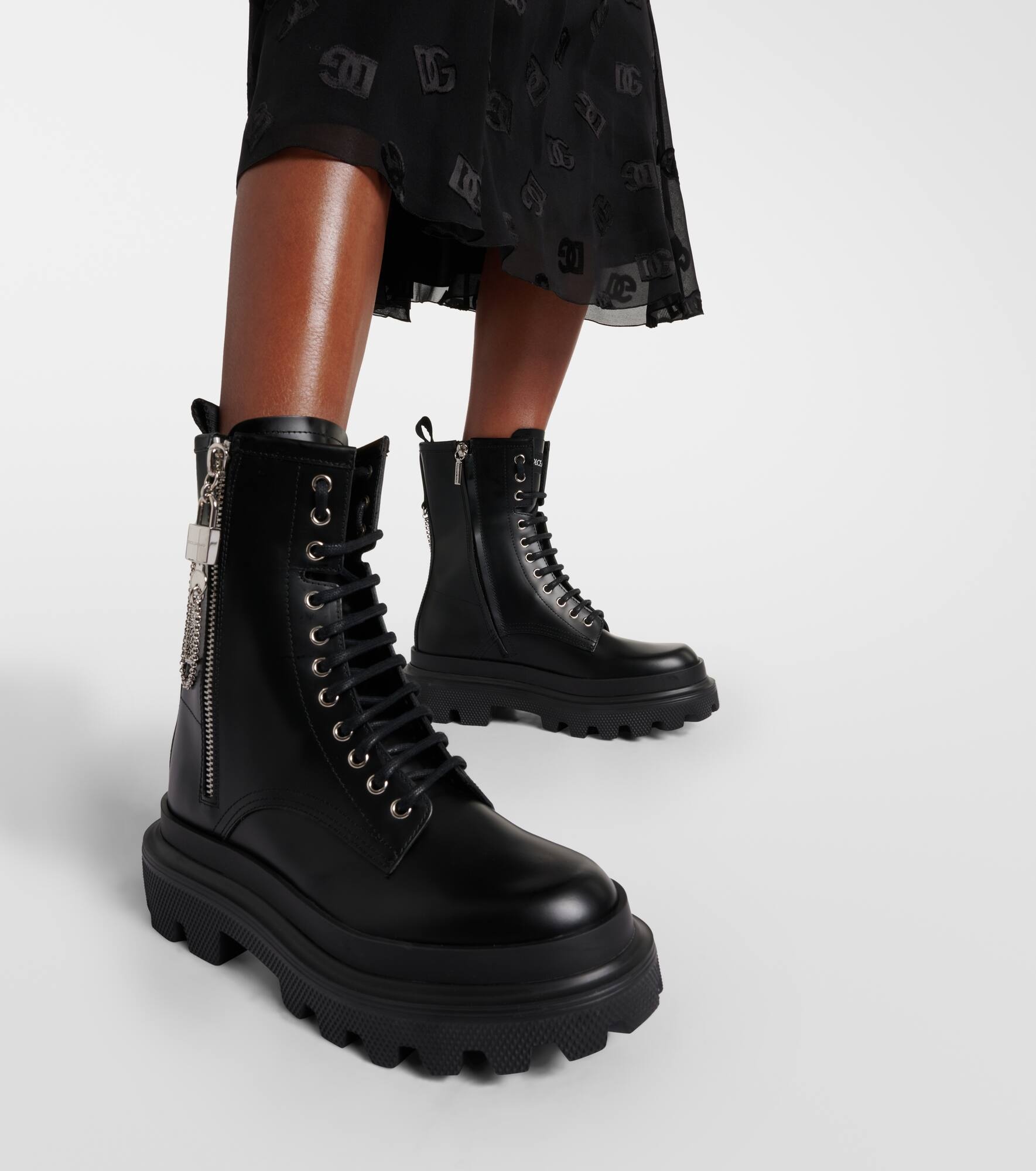 Leather combat boots - 4