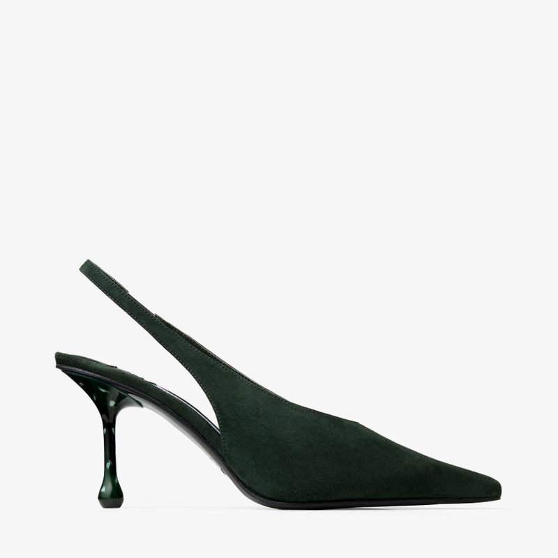 Isa 80 British Green Suede Slingbacks with Dotted Heels 1