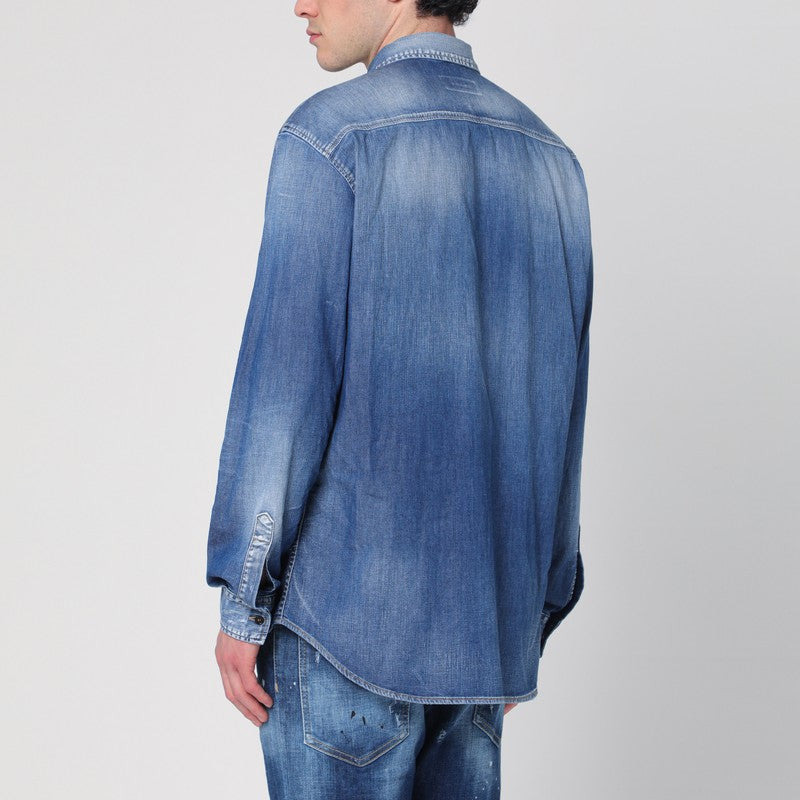 Dsquared2 Blue Washed Denim Shirt Men - 2