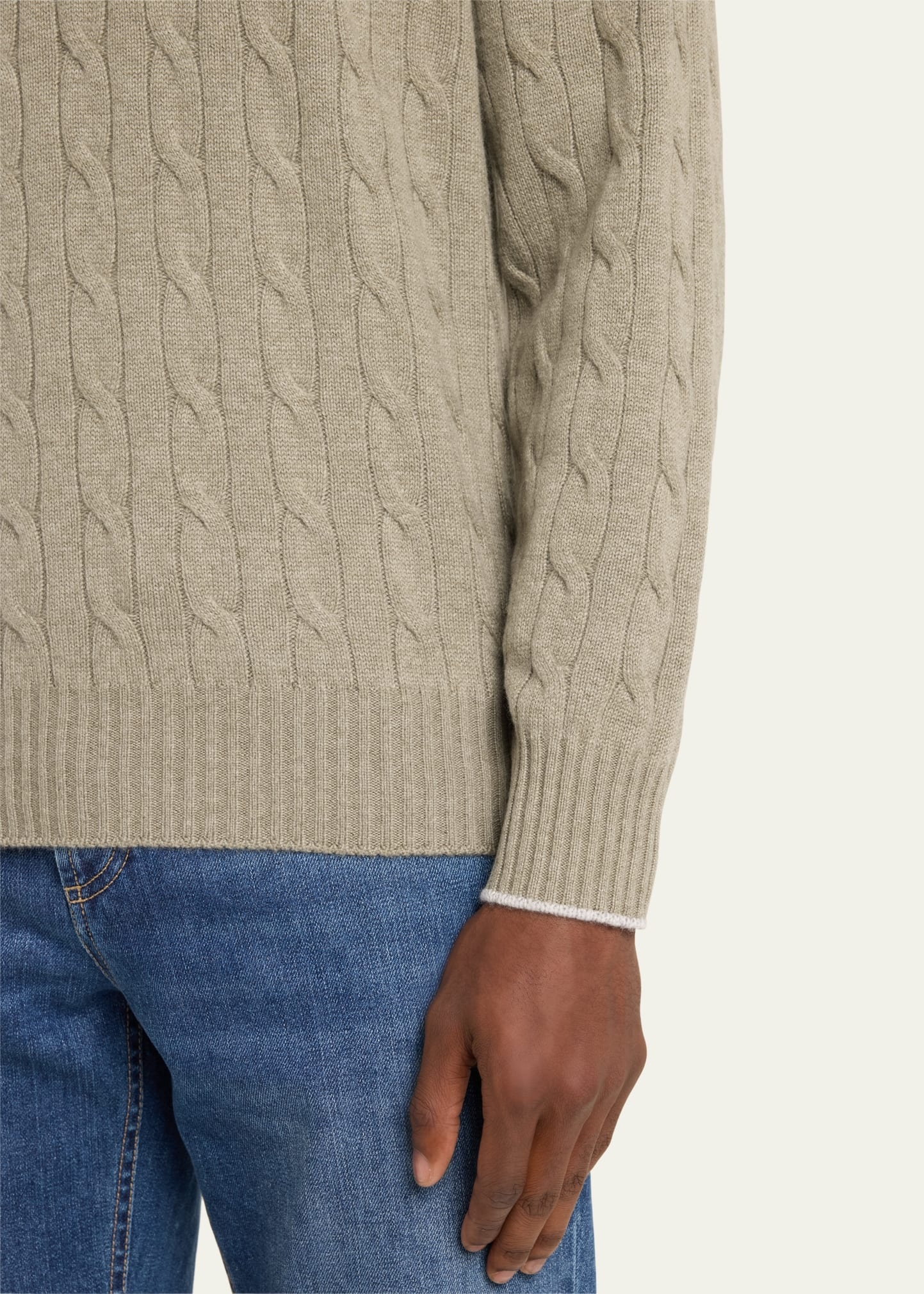 Men's Cashmere Cable Knit Crewneck Sweater - 5